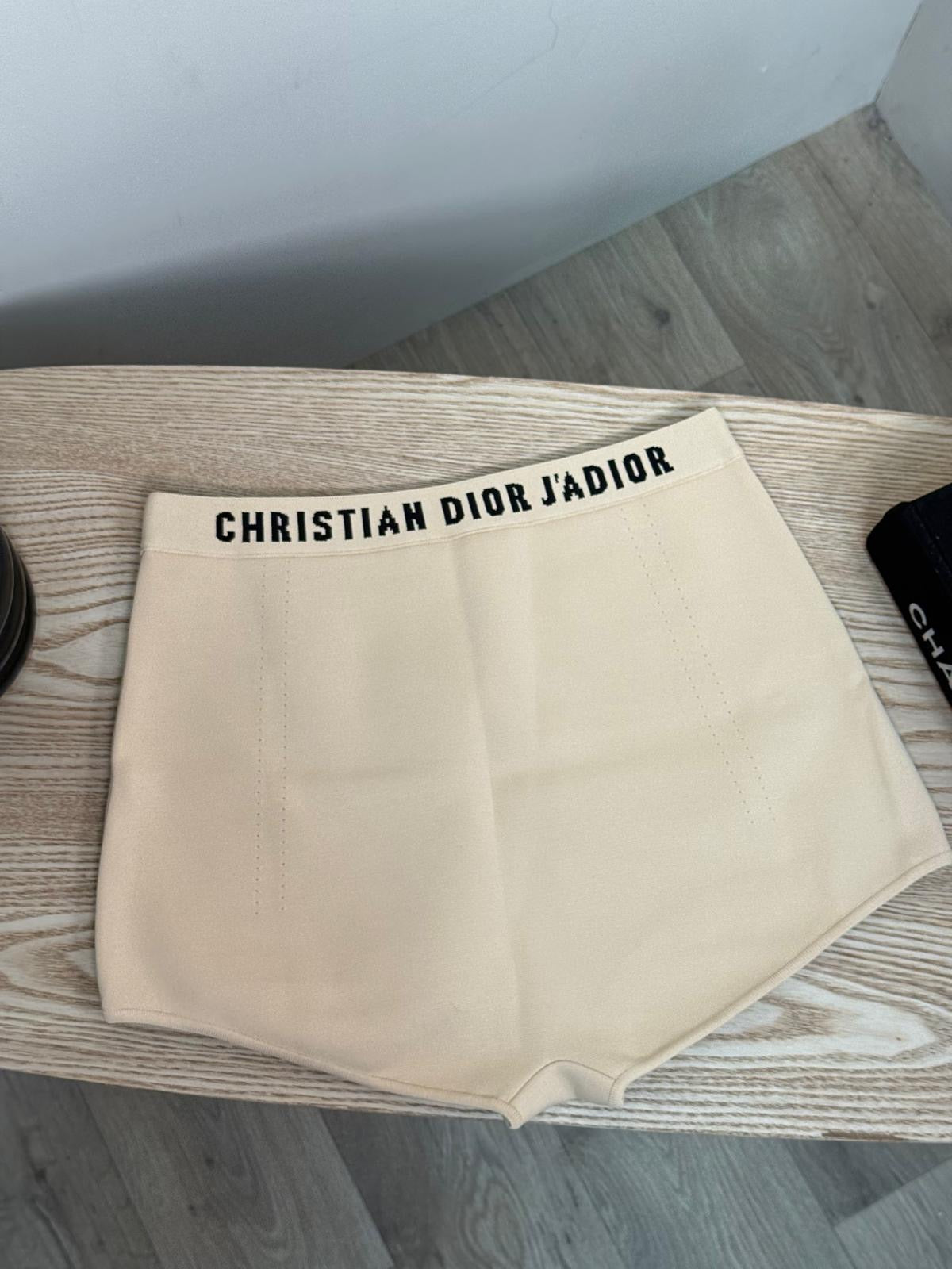 Dior Nude And Black Bralette High-Waisted Shorts Set - Large Top / Medium Pants