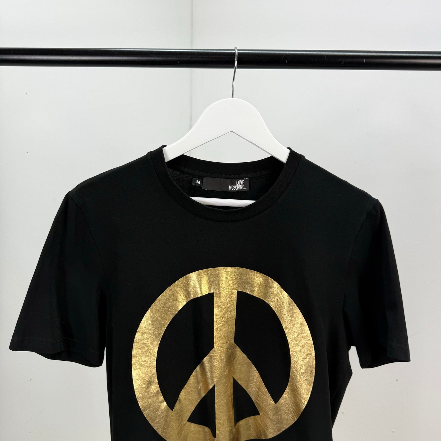 Moschino Black Gold Peace T-Shirt - Medium