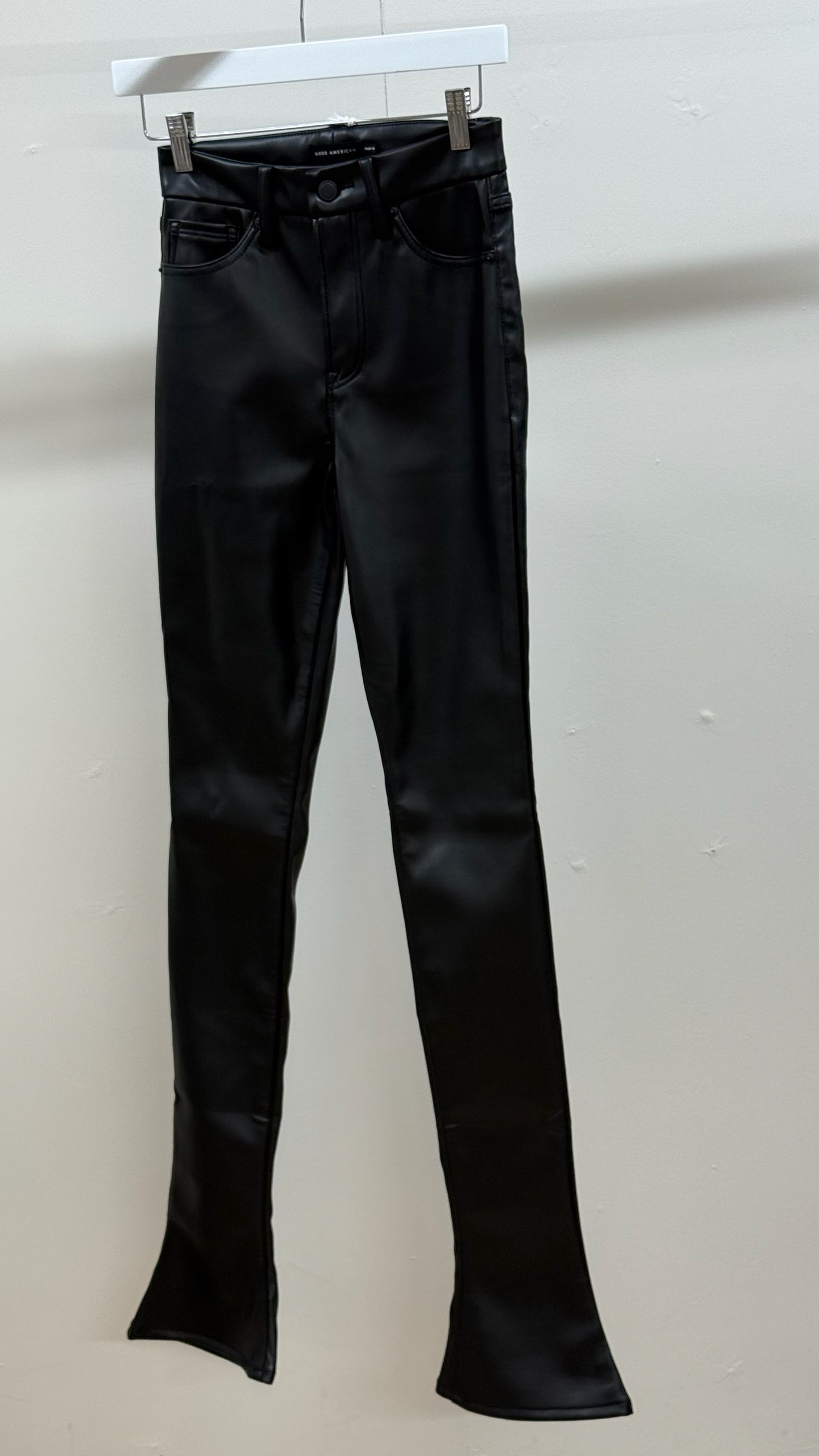 Good America Black Leather Flare Pants , New With Tags - 0/25