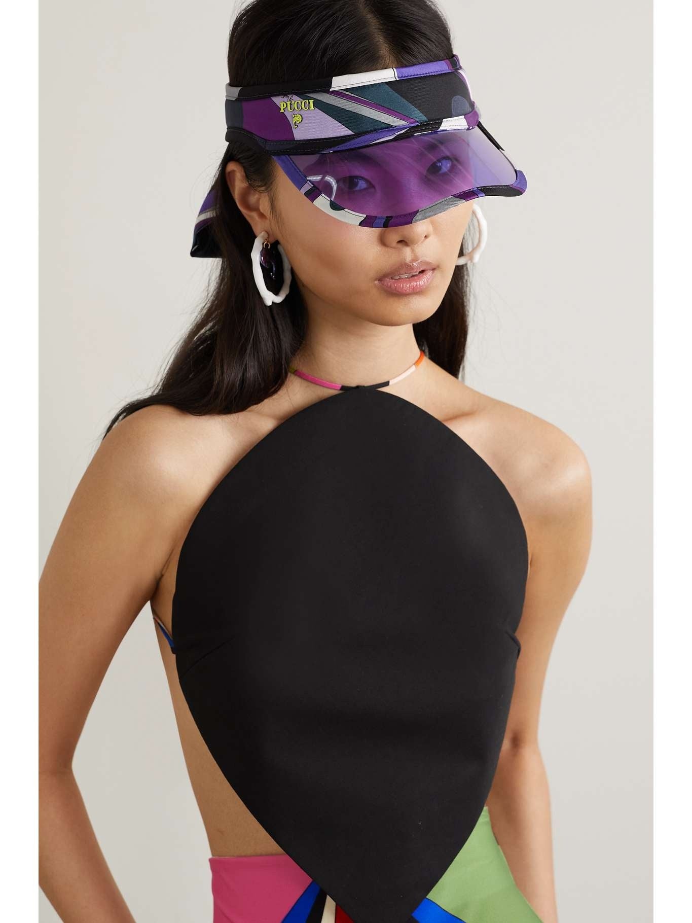 Pucci Printed silk-twill and PVC visor in purple