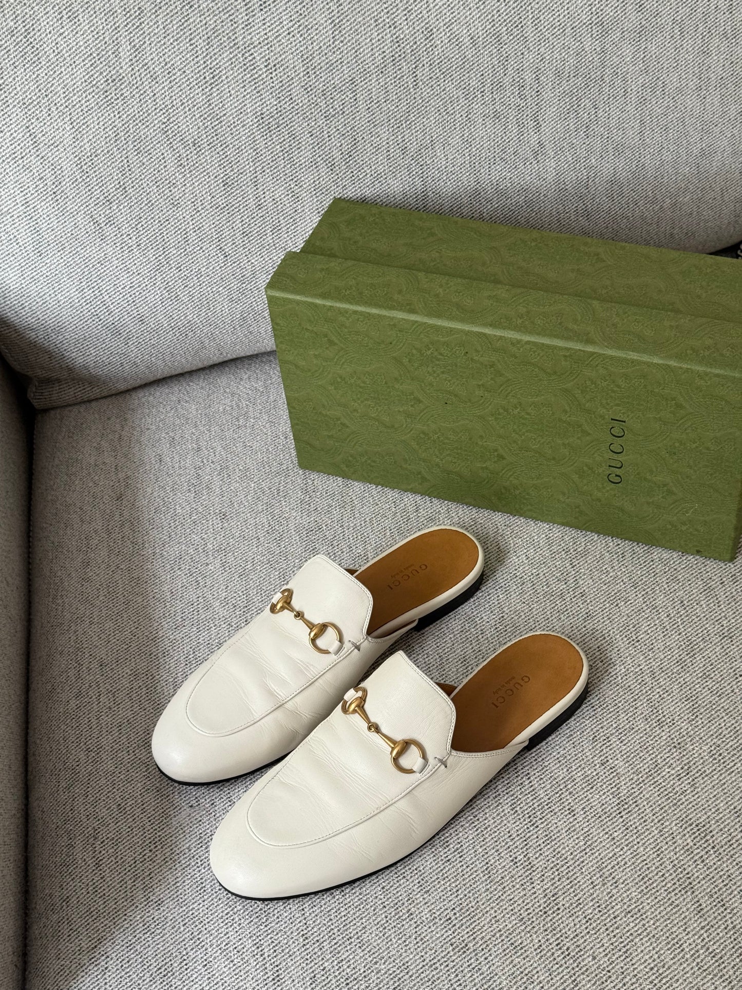Gucci Cream Princetown Slider -UK 5.5