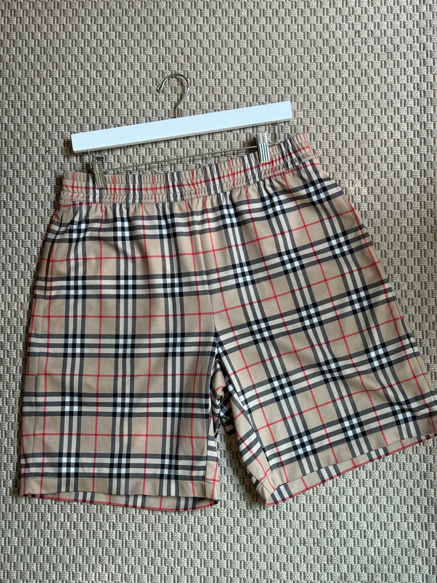 Burberry Beige Checked Shorts-Medium