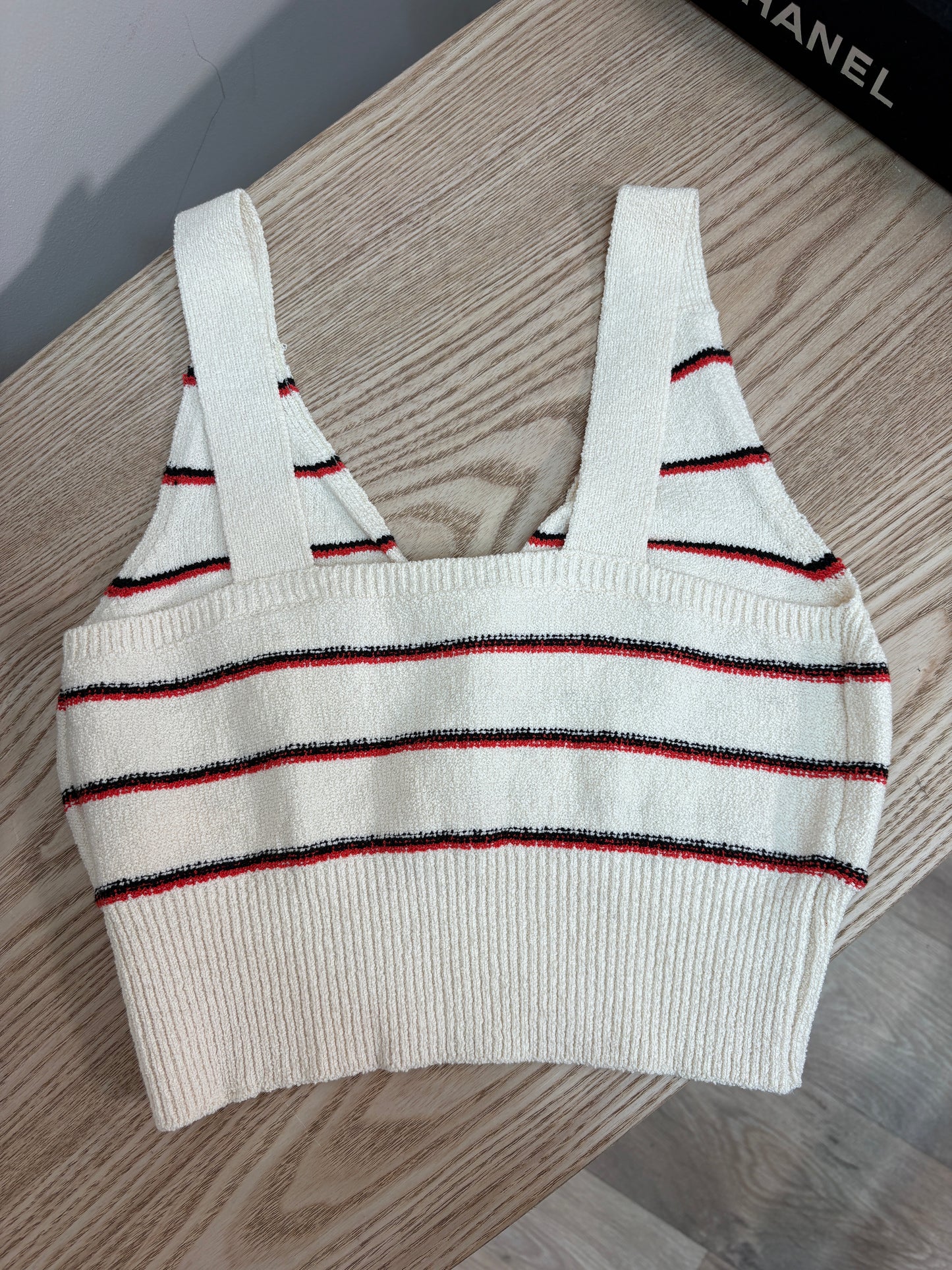Sonia Rykiel Black & Red Striped Crop Top - Medium