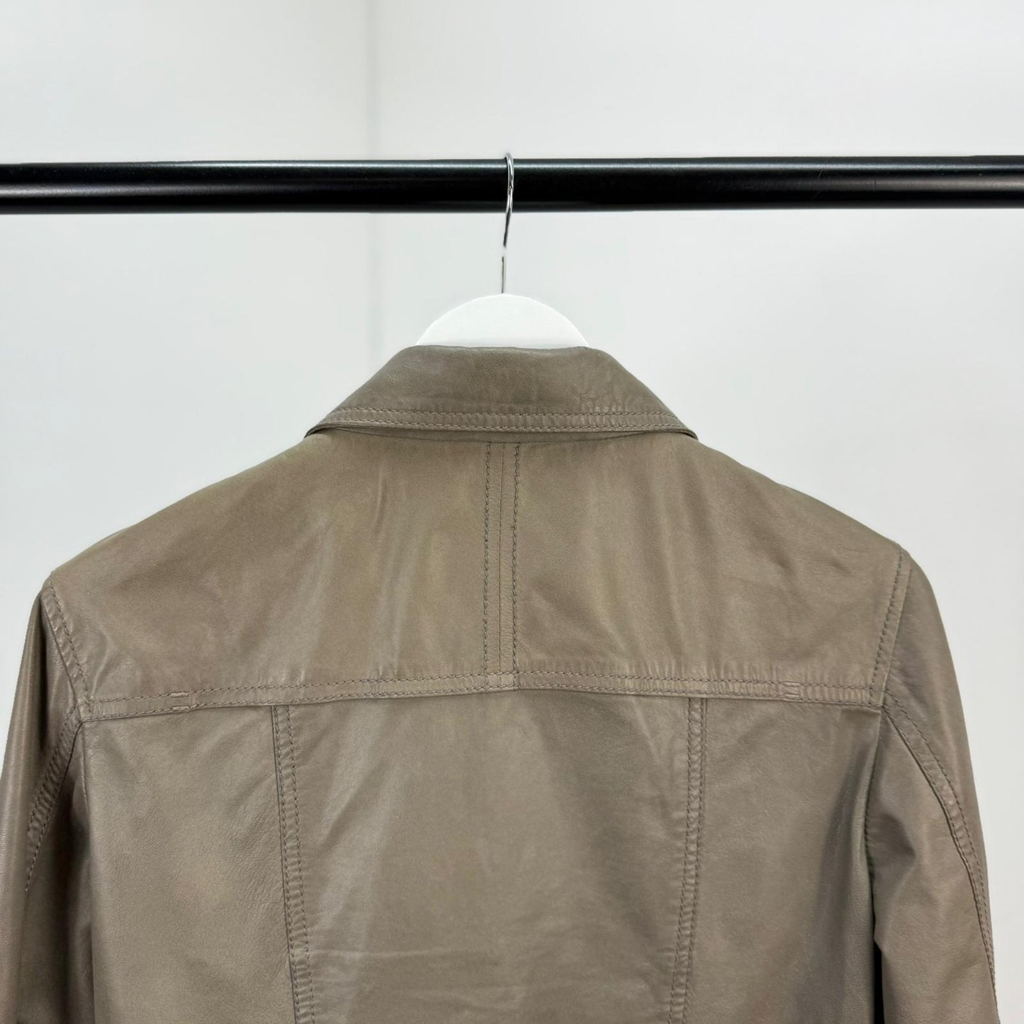Dolce & Gabbana Women’s Greige Leather Jacket ( 44/XL)