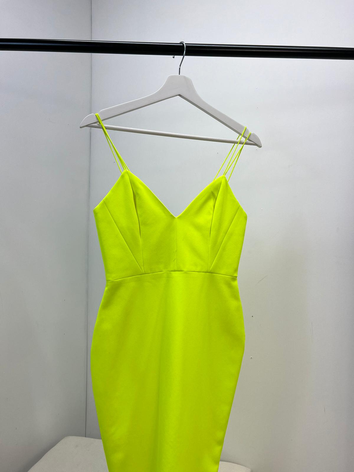 Alex Perry Green yellow Strap Zip Up Dress - UK 10