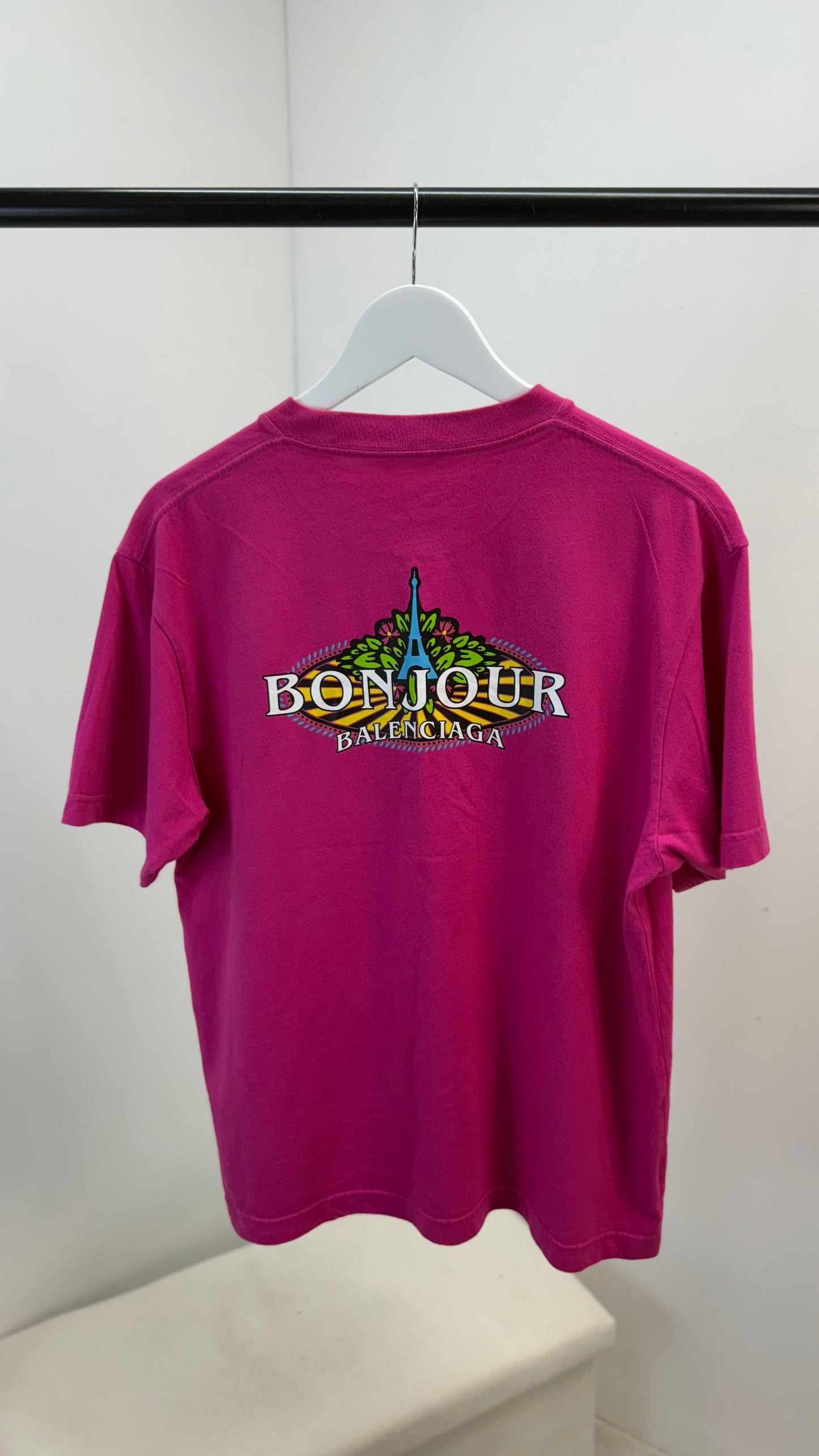 Balenciaga Pink Bonjour T-Shirt -XS Oversize