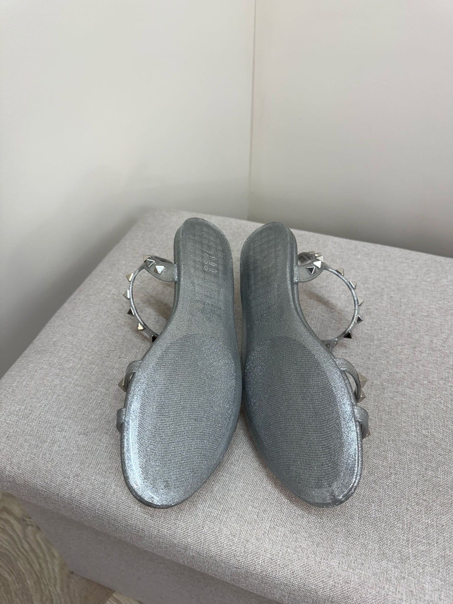Valentino Argento Silver RockStudd Sandals , Brand New UK 4.5