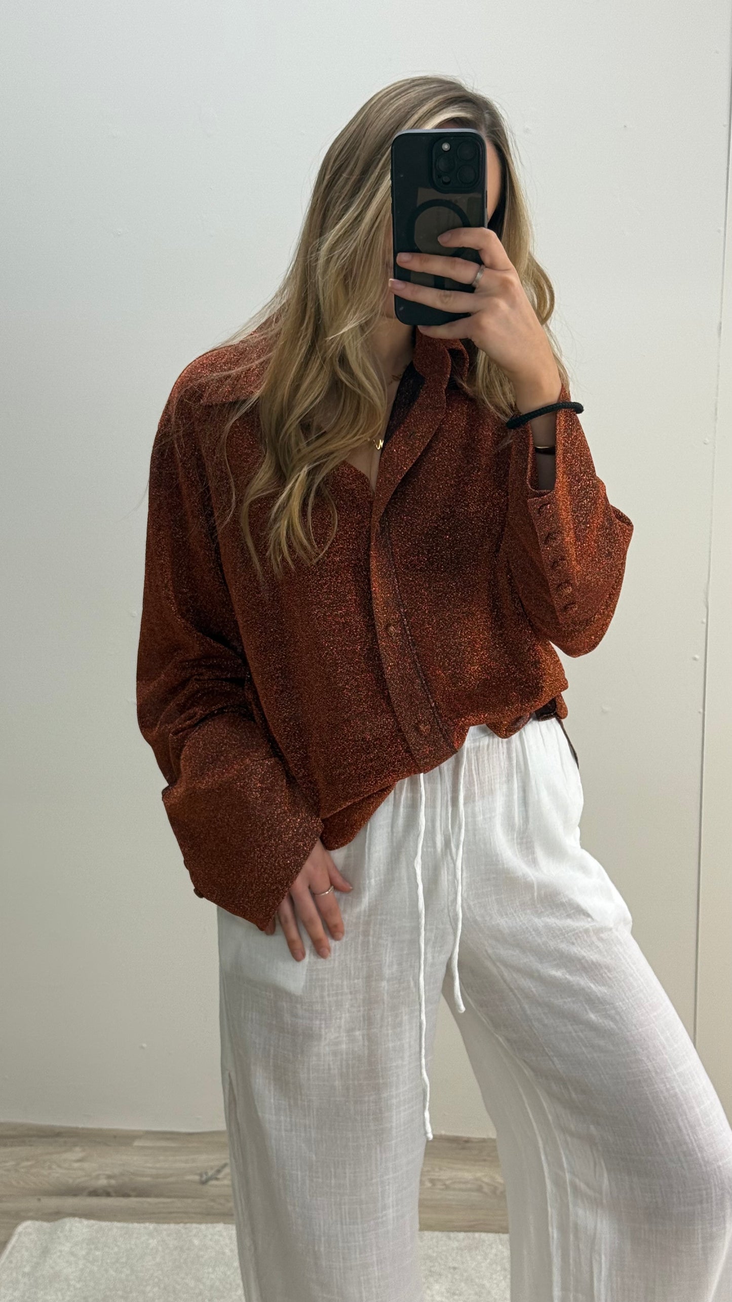 Oséree Bronze Glitter Lumier Shirt S-M