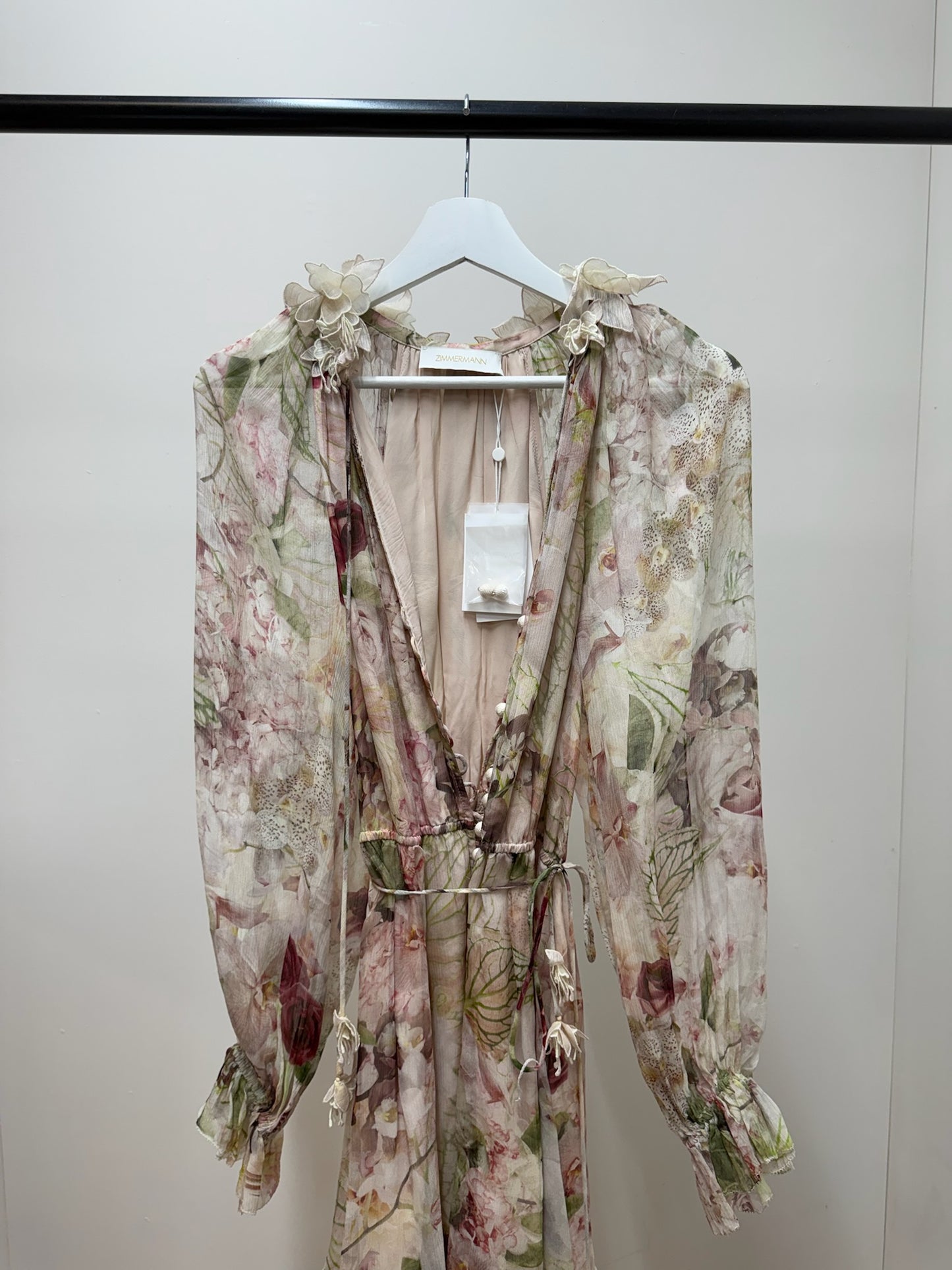 Zimmermann Cream Purple Flower 'Dancer Flutter' Playsuit- New In Tags SIZE 1-UK 8/10
