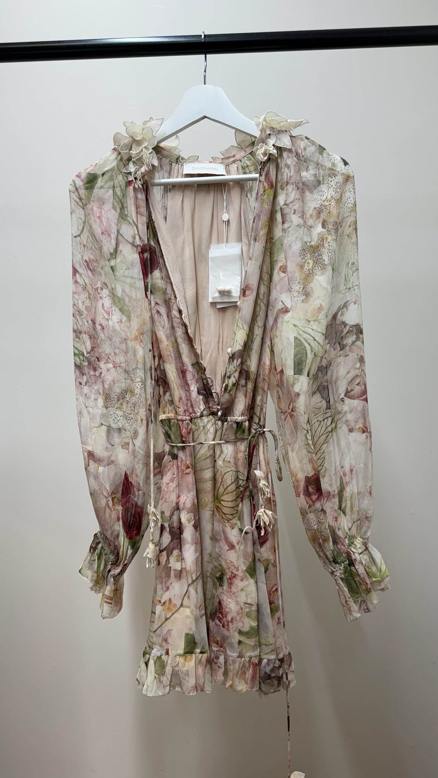 Zimmermann Cream Purple Flower 'Dancer Flutter' Playsuit- New In Tags SIZE 1-UK 8/10