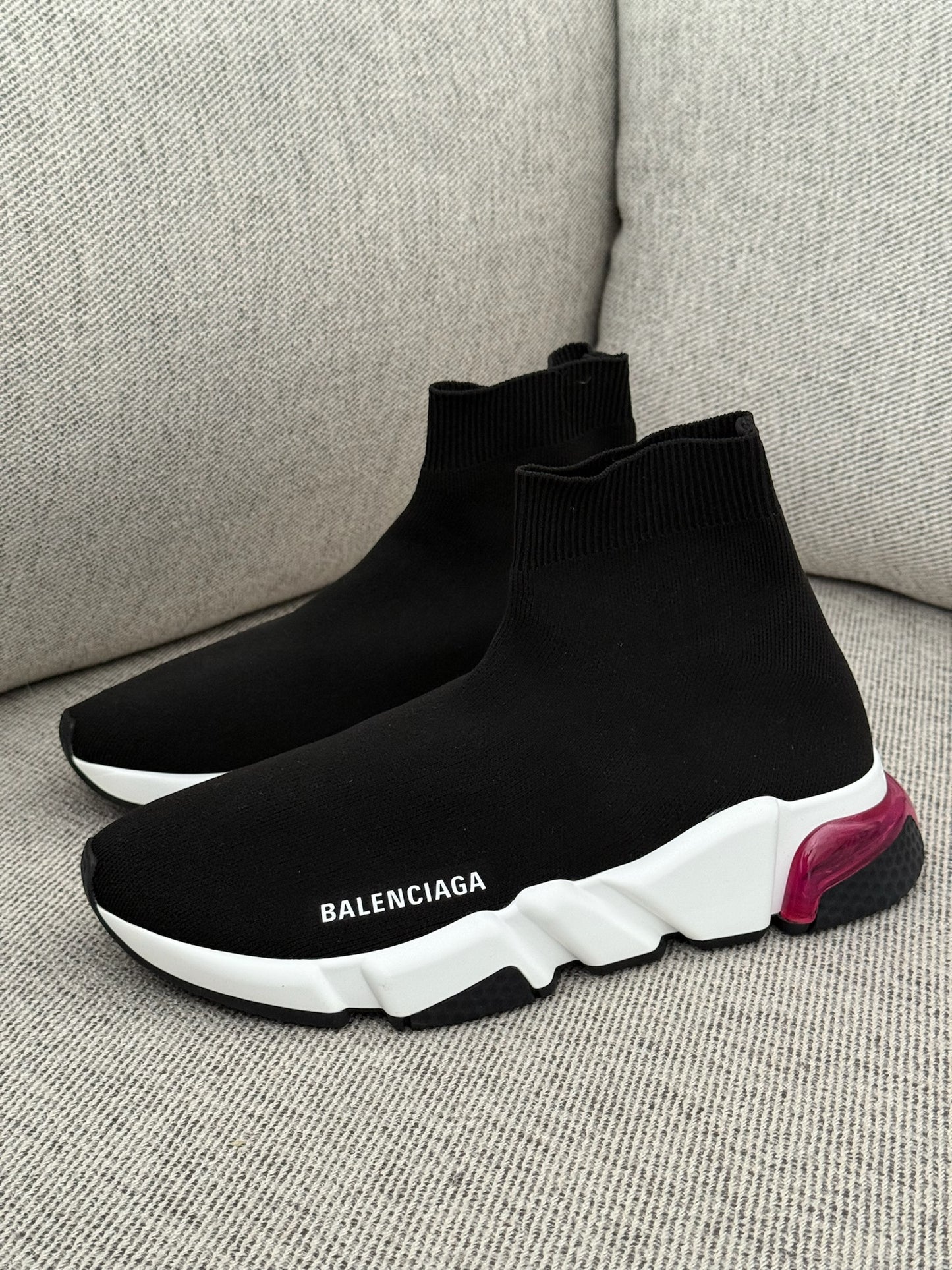 Balenciaga Black White Pink Speed Trainers- UK 5