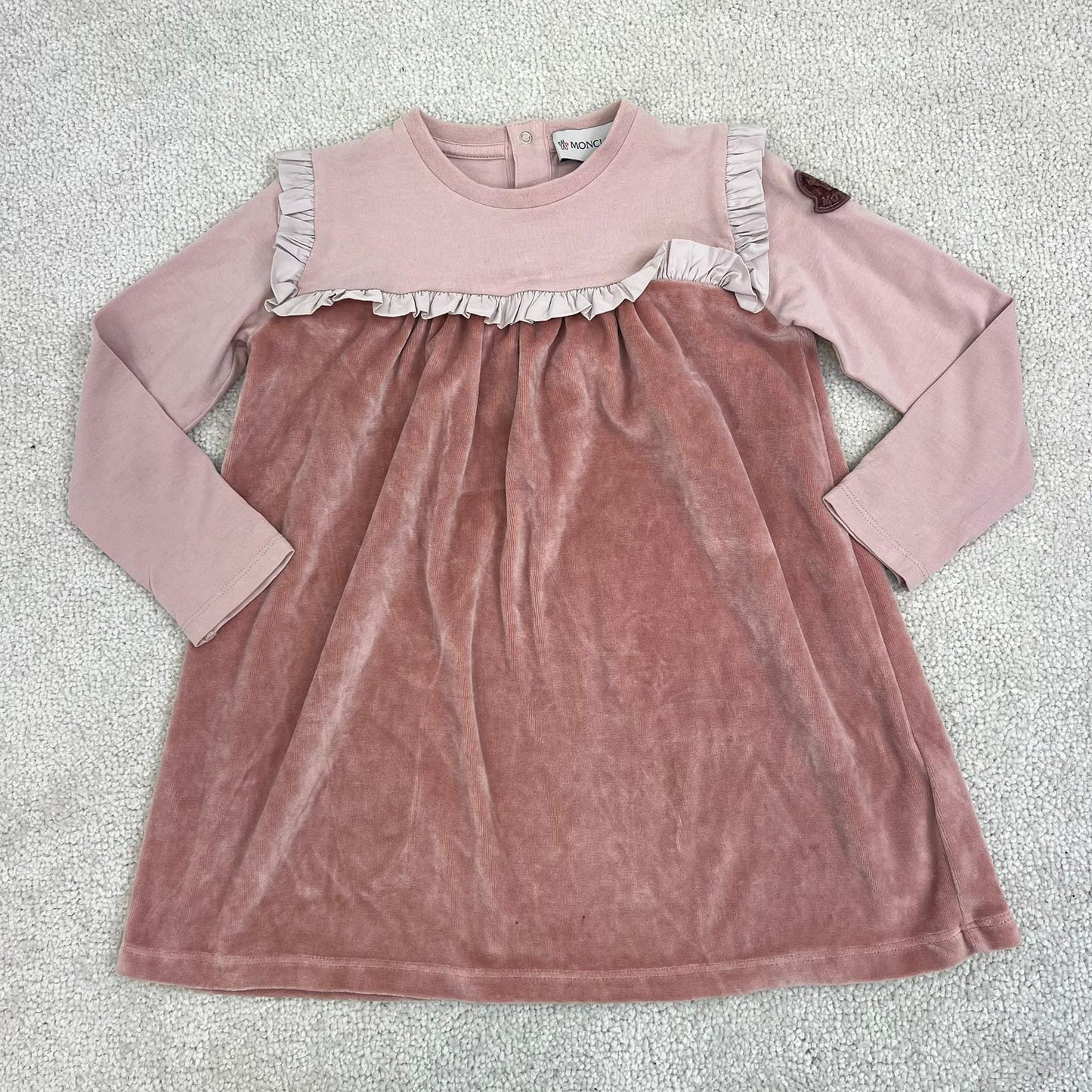 Kids Moncler Nude/Brown Suede Dress - Age 3