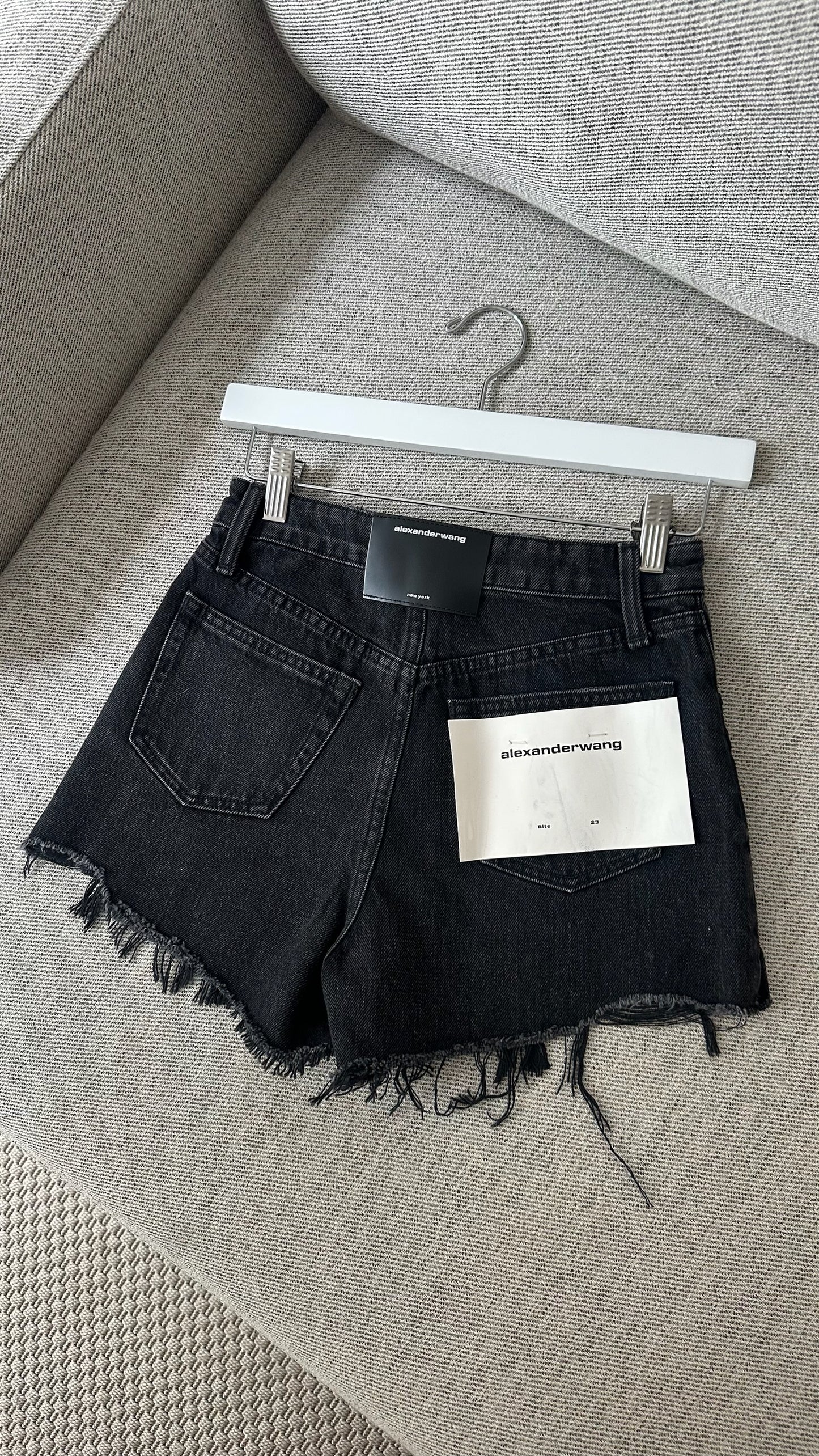 Alexander Wang Black Denim Bite Highrise Shorts-New in tags 23 XXS