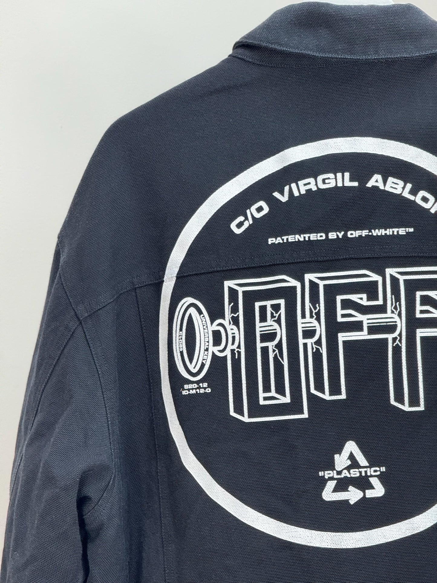 Off-White Black Denim University Key OFF- Logo Jacket - MEDIUM