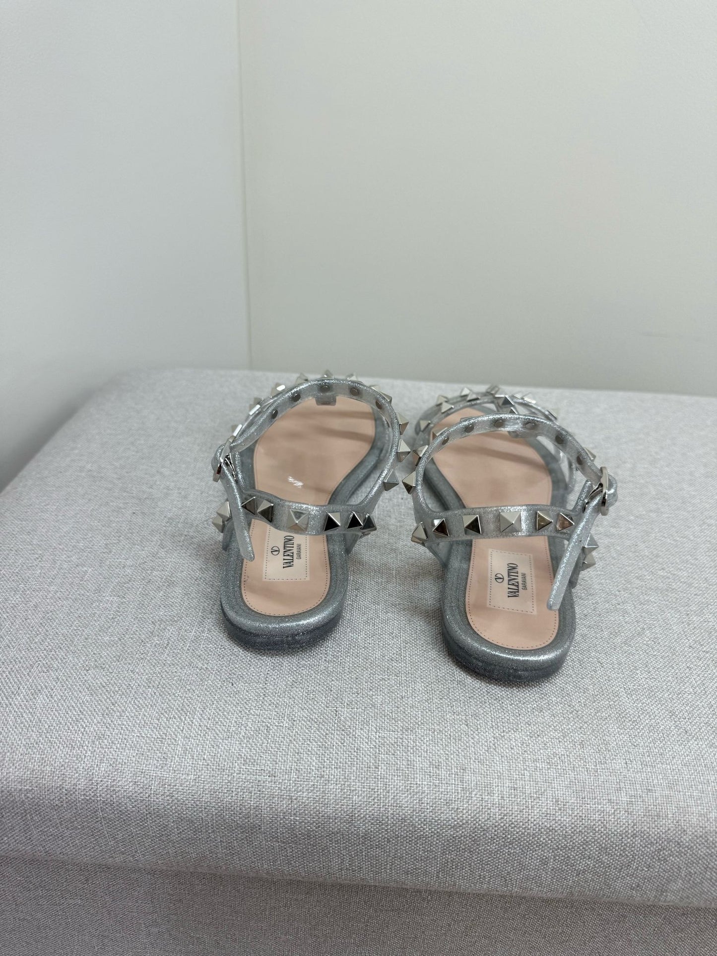 Valentino Argento Silver RockStudd Sandals , Brand New UK 4.5