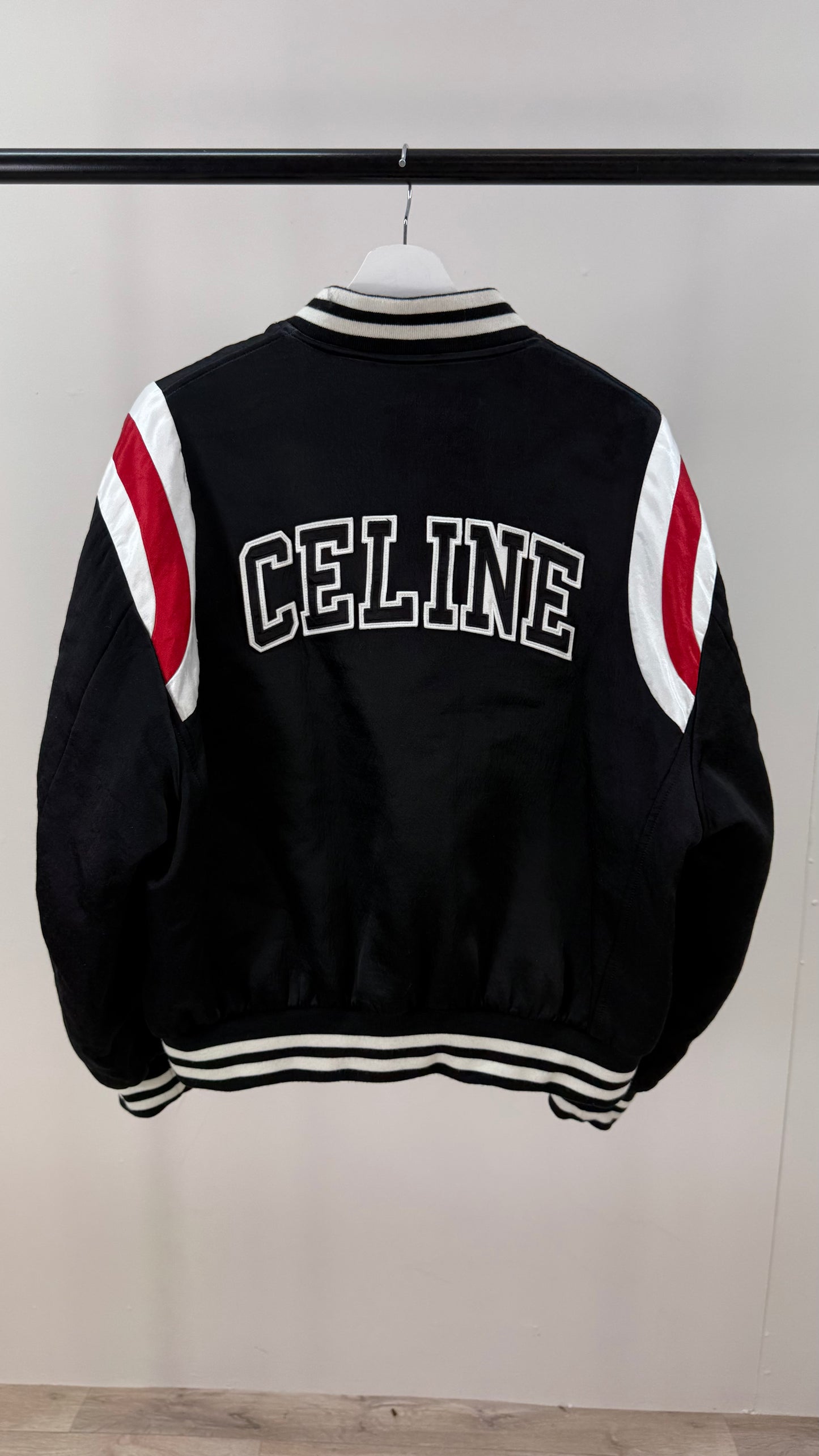 Celine Logo Varsity Bomber-50, UK Large