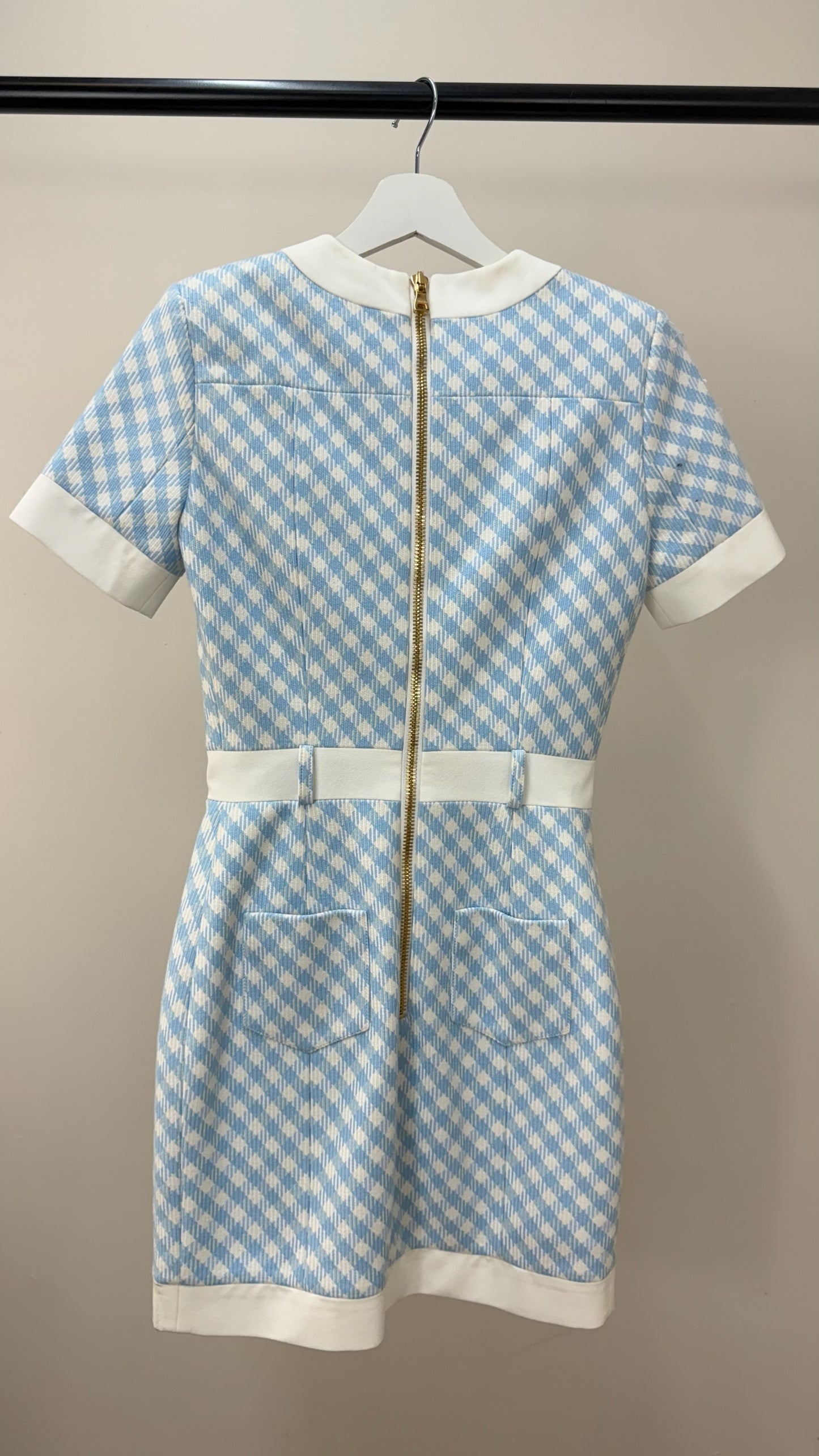 Balmain Blue White Checked Dress -UK 6/34