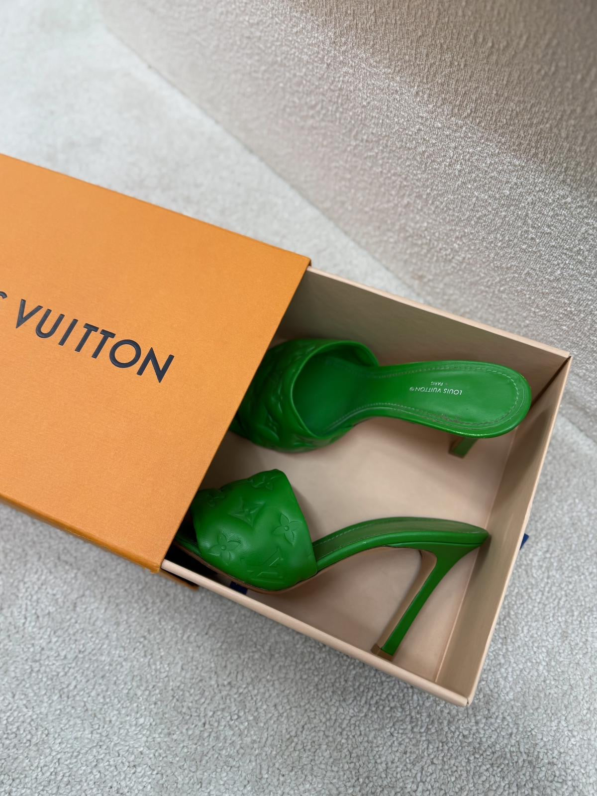 Louis Vuitton Green Revival Monogram Heels -UK 6