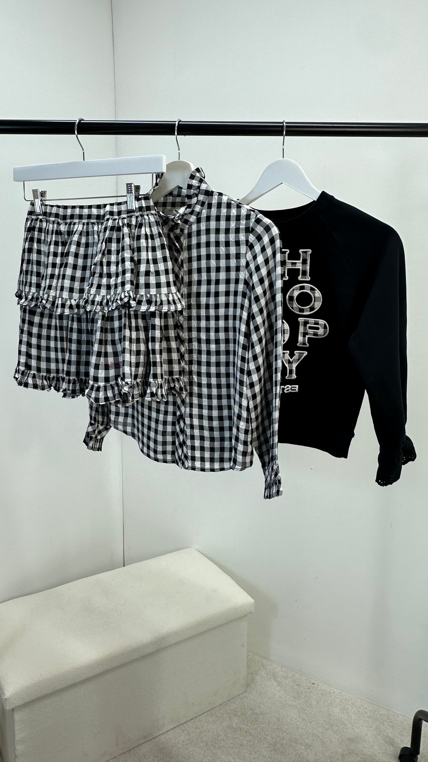Kids Philosophy Black And White Check Shirt, Skirt & Jumper Set - Age 10