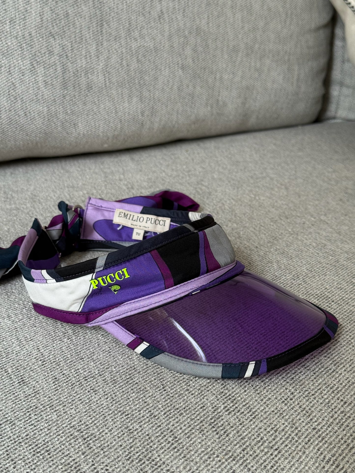 Pucci Printed silk-twill and PVC visor in purple