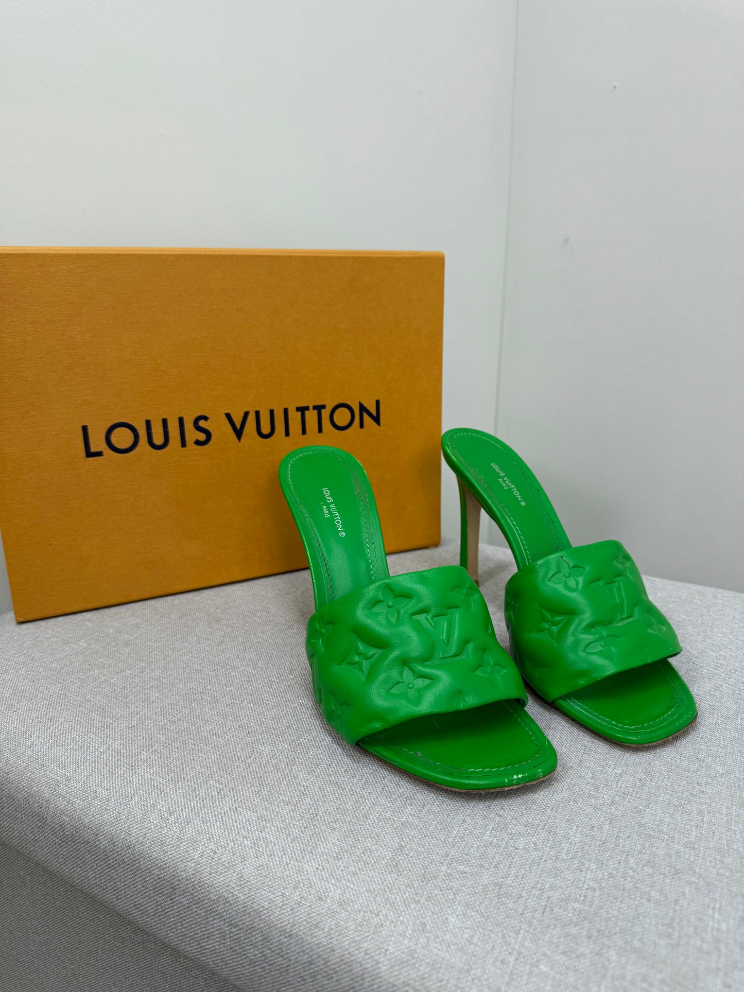 Louis Vuitton Green Revival Monogram Heels -UK 6