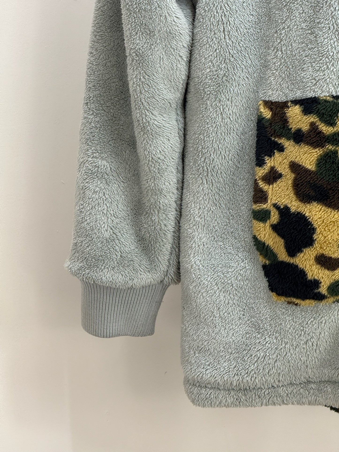 Bape Grey Zip Up Camo Boa Shark Fleece Jacket - Large