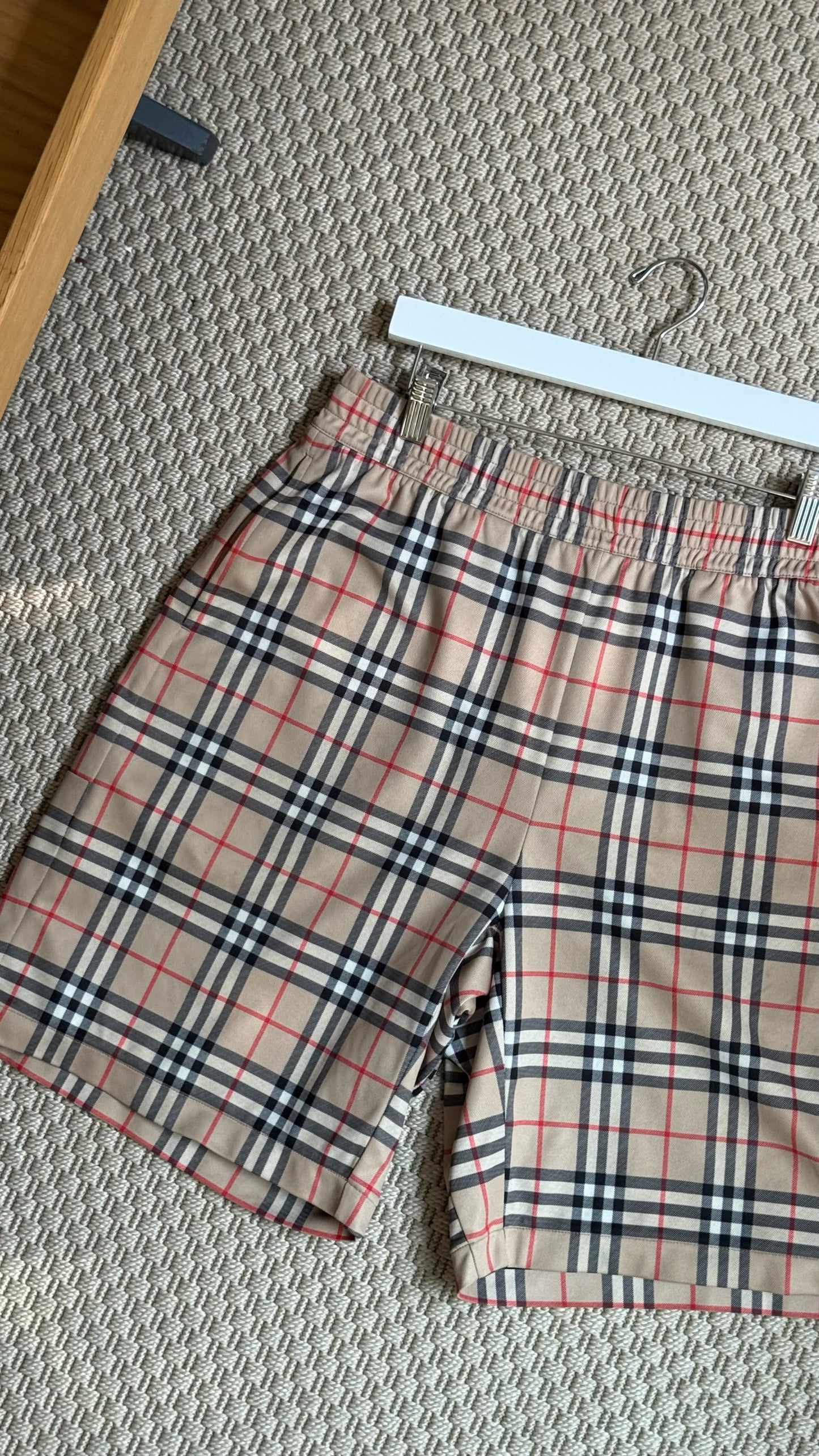 Burberry Beige Checked Shorts-Medium