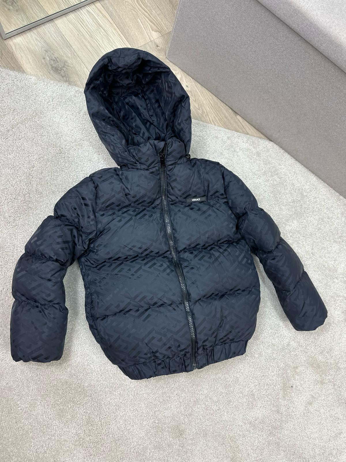 Versace Kids Navy Padded La Greca Coat Age 8