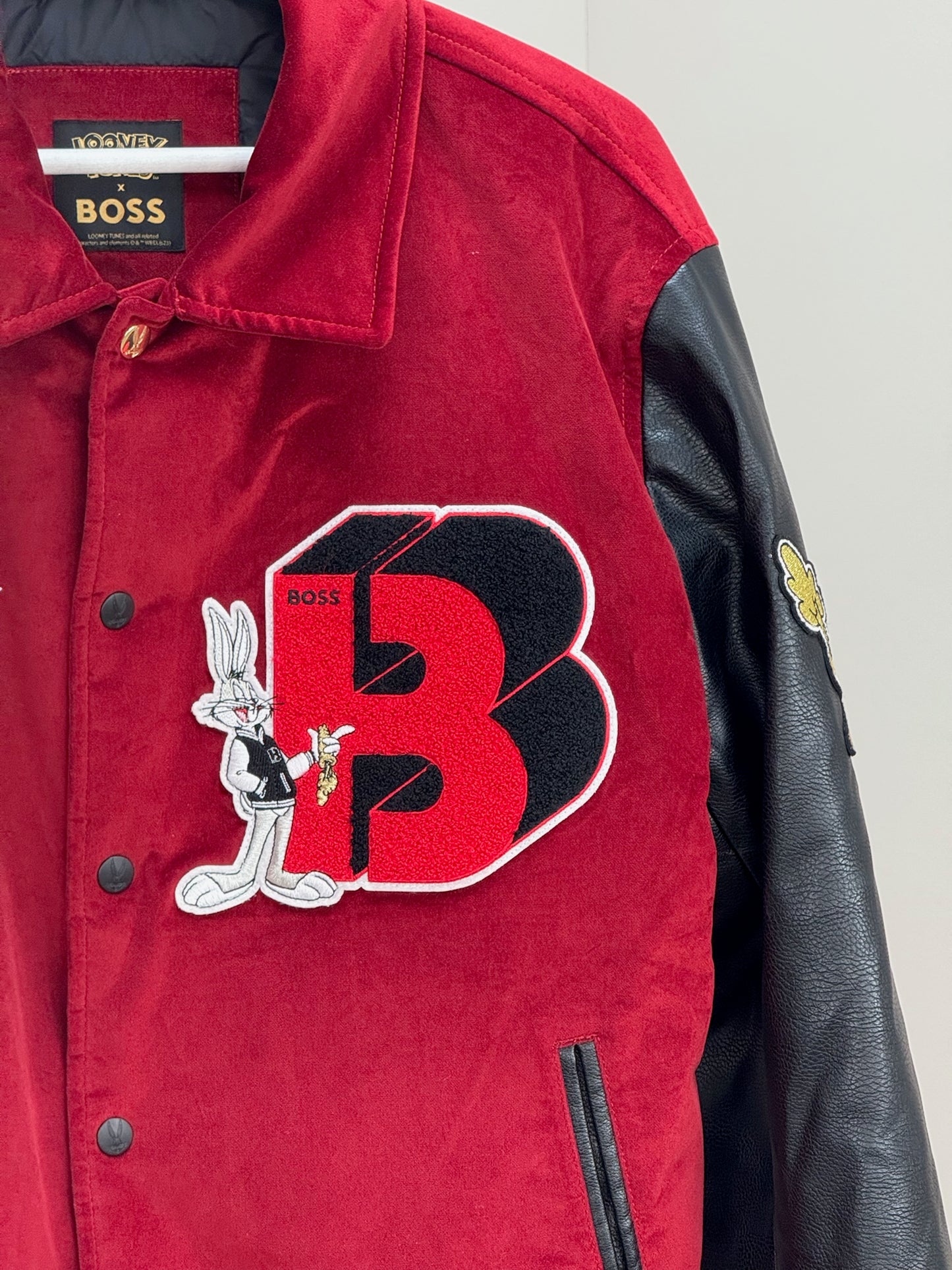 Looney Tunes X Boss Red Leather Suede B Bomber Jacket - it42/Large