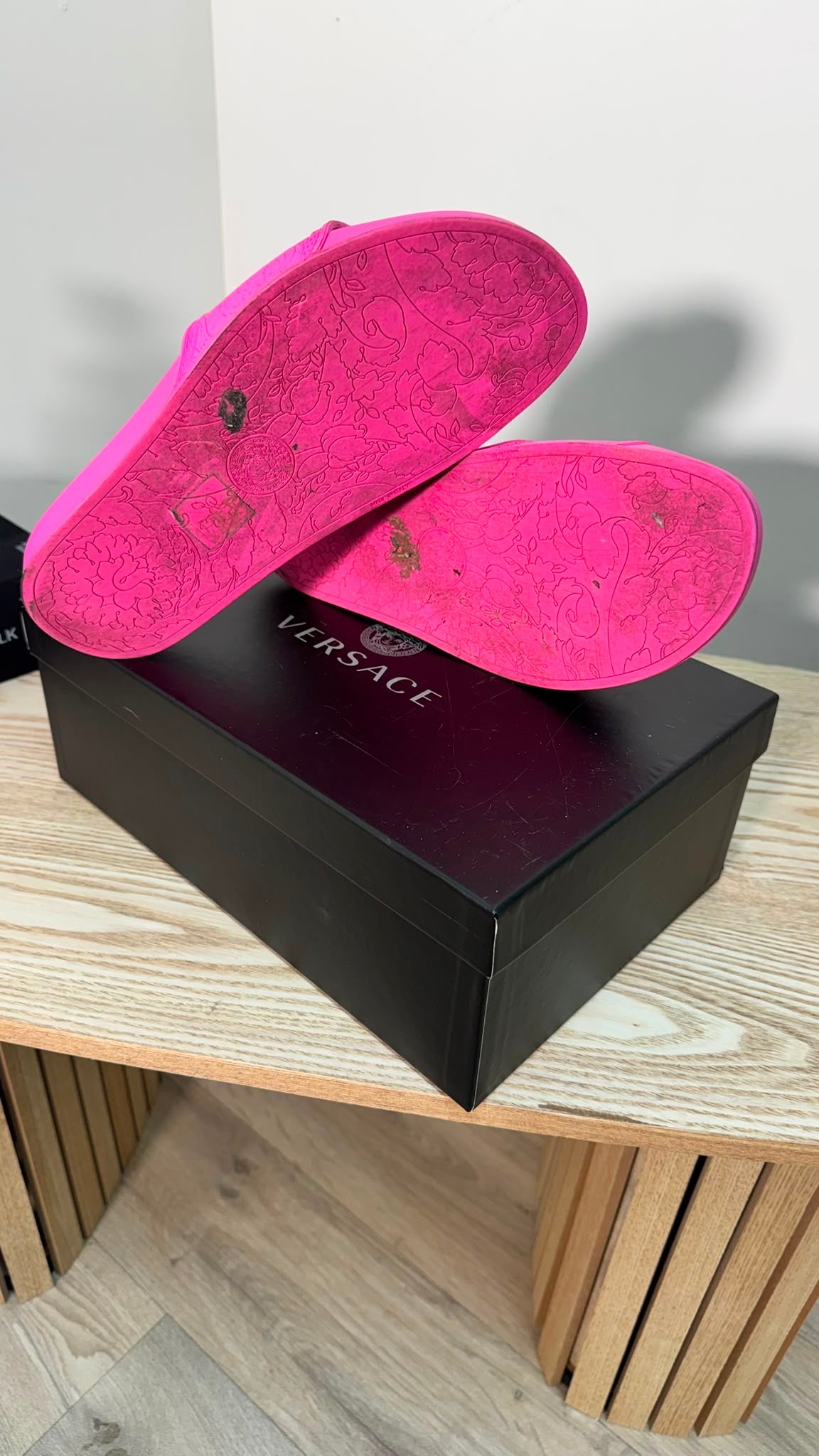 Versace Pink Medusa Pool Slides - UK 5