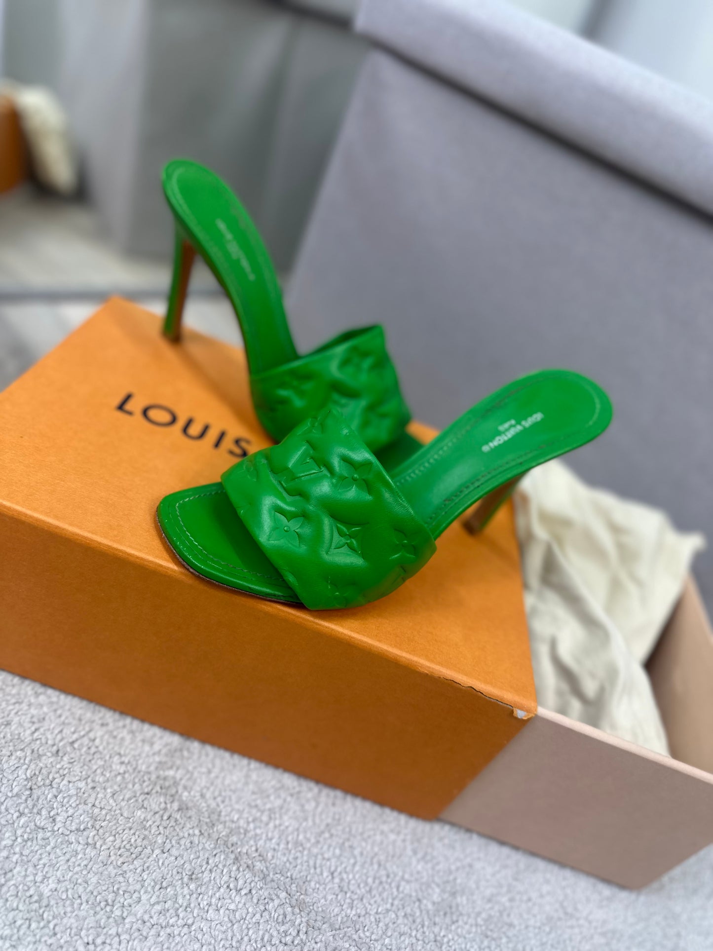 Louis Vuitton Green Revival Monogram Heels -UK 6