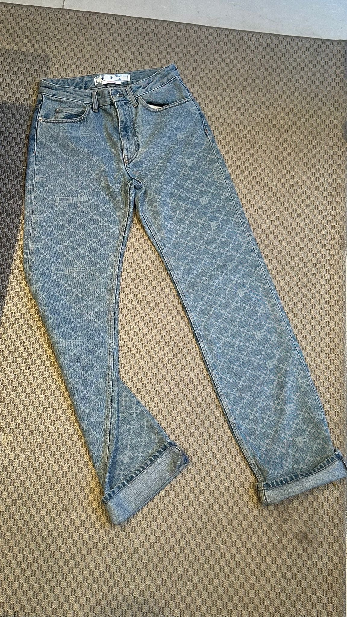 Off-White Denim Monogram Straight Jeans — W27