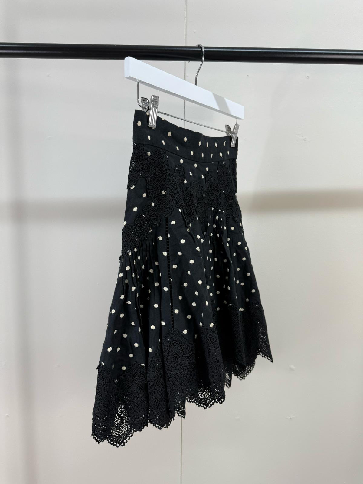 Zimmermann Black Polkadot Skirt - 0 Uk 8