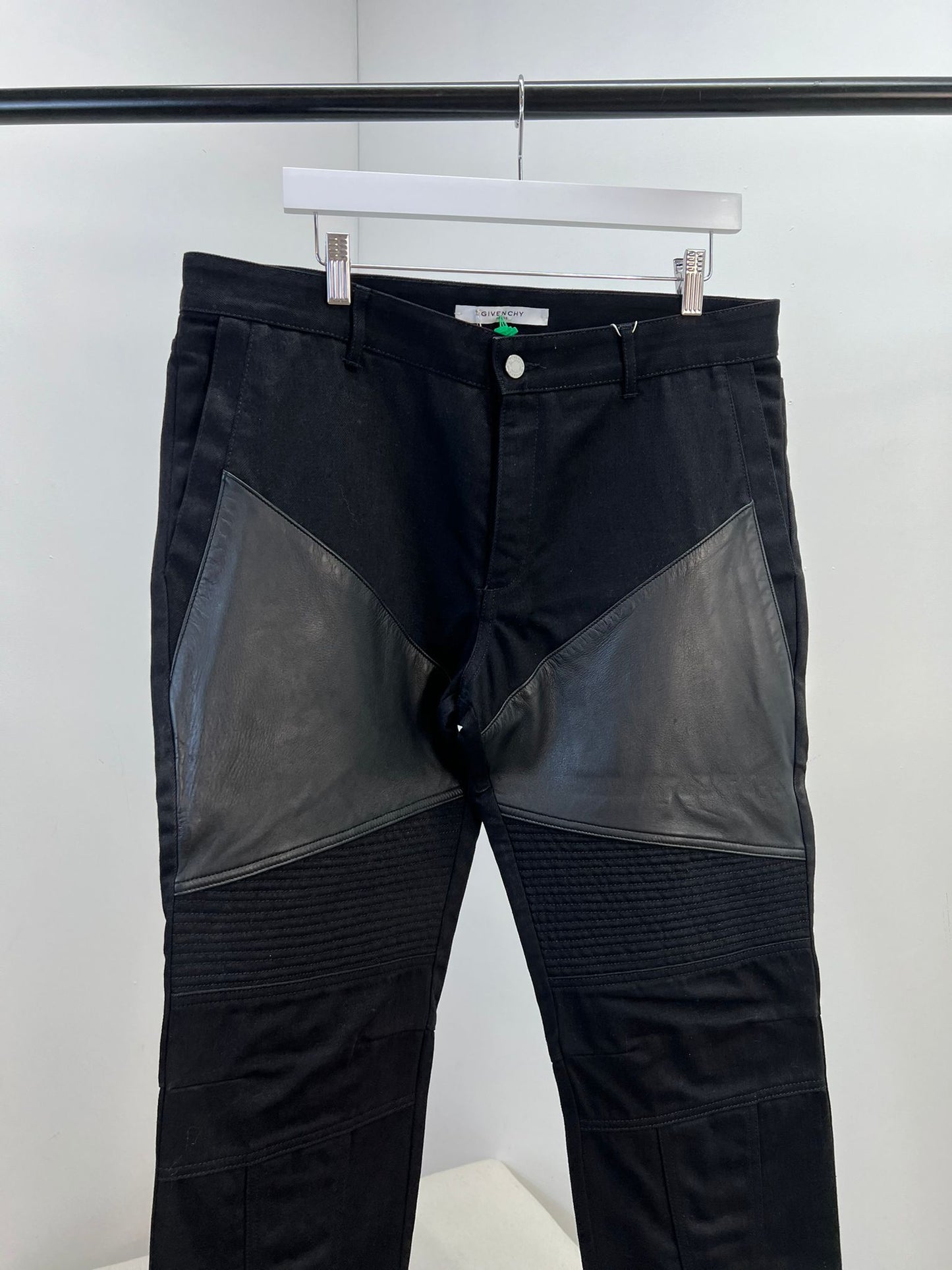 Givenchy Black Panel Biker Leather Styled Jeans JL4 - Label 36