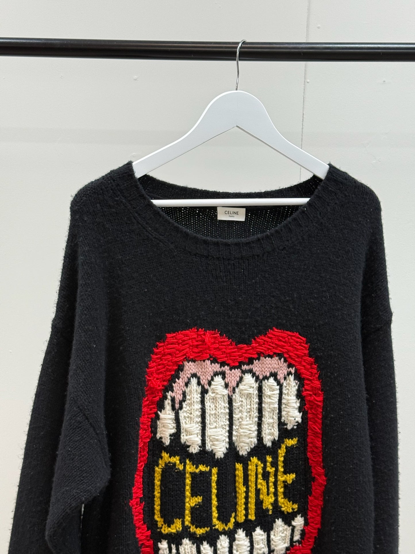 Celine Black Wool Mouth Knited Jumper - Small-oversize