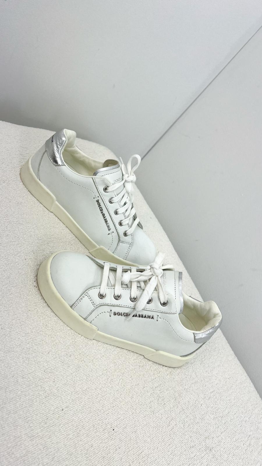 Kids Dolce & Gabbana white and silver logo trainer - EU 30