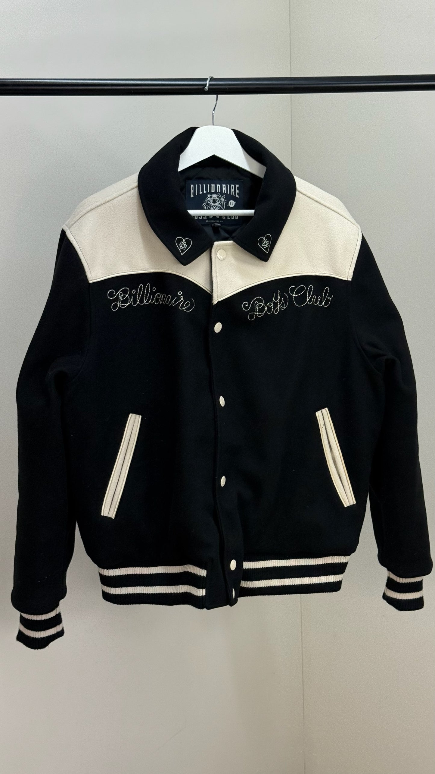 Billionaire Boys Club Black Off-White Western Heart Bomber Varsity Jacket - XL