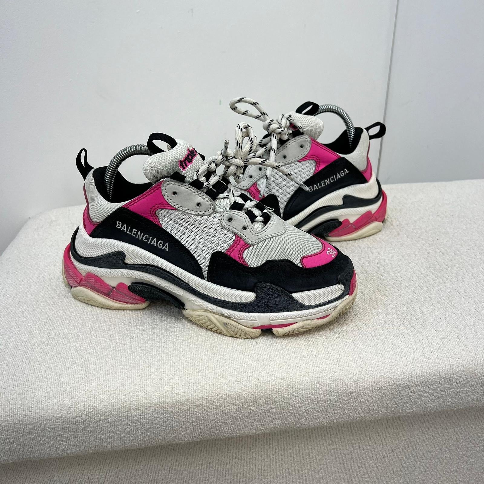 Balenciaga Pink Black Triple S Trainers UK 3