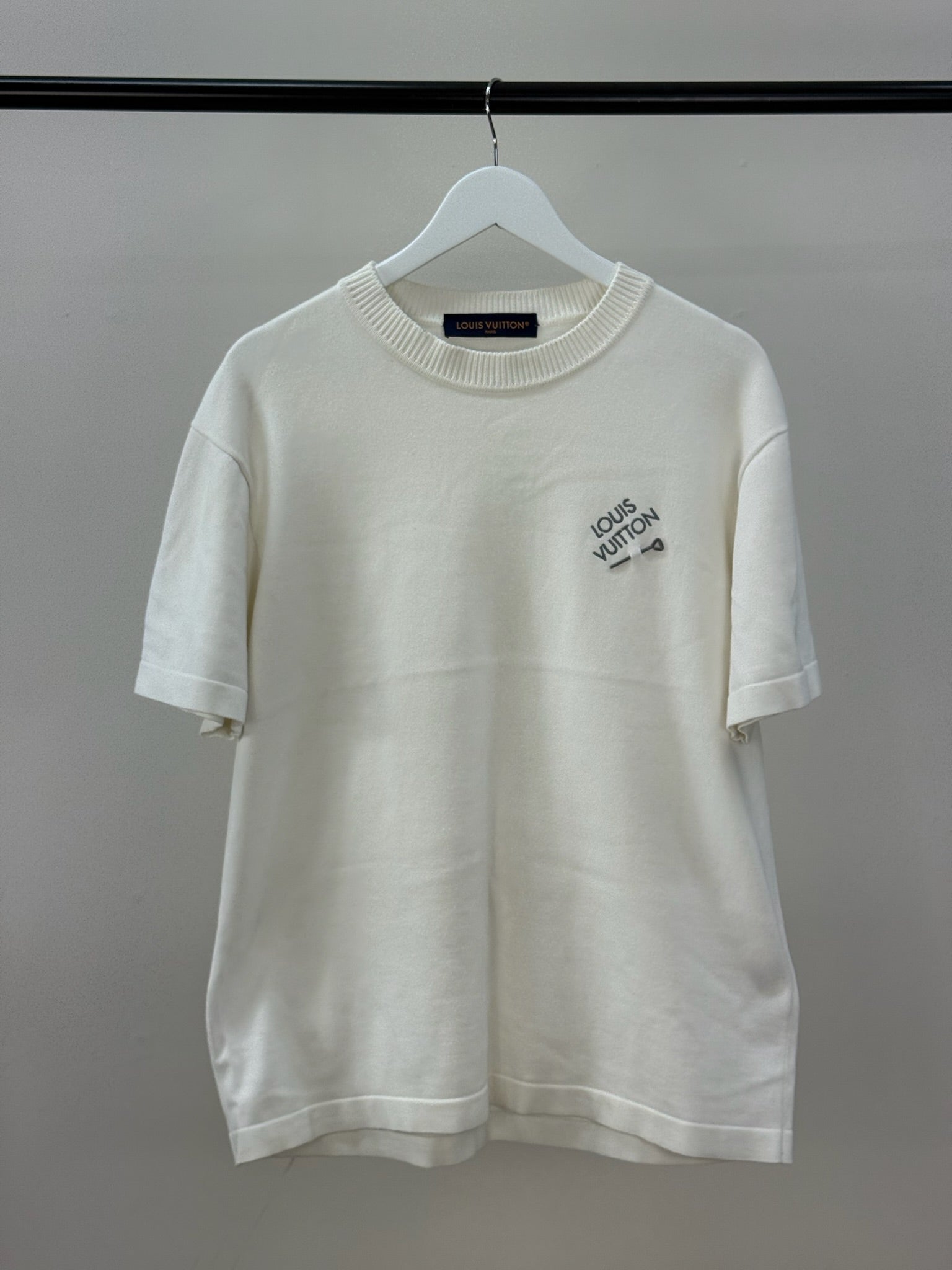 Louis Vuitton ホワイト Tシャツ M Louis Vuitton LV Monogram Embroidered Cotton T-Shirt White