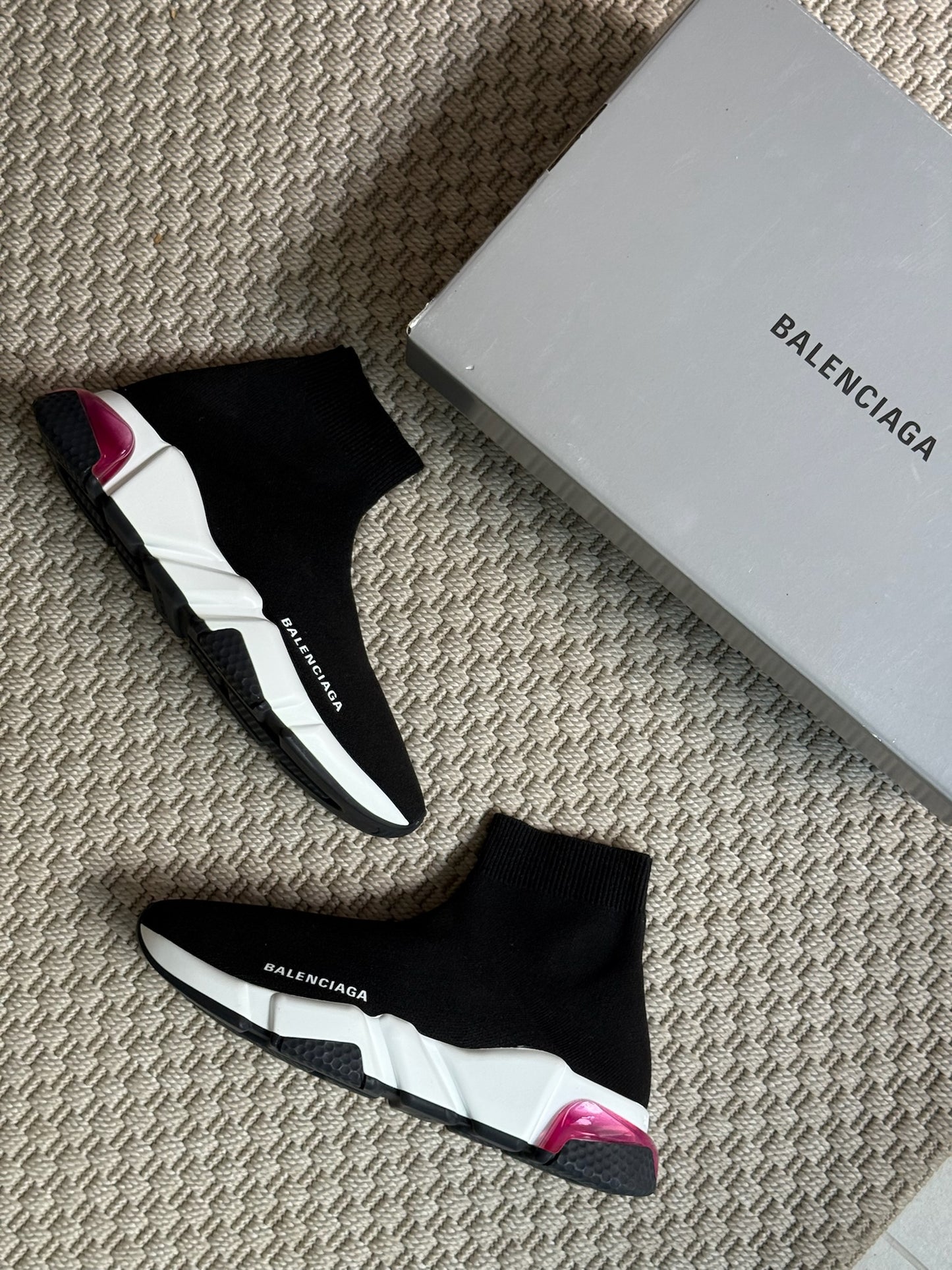 Balenciaga Black White Pink Speed Trainers- UK 5