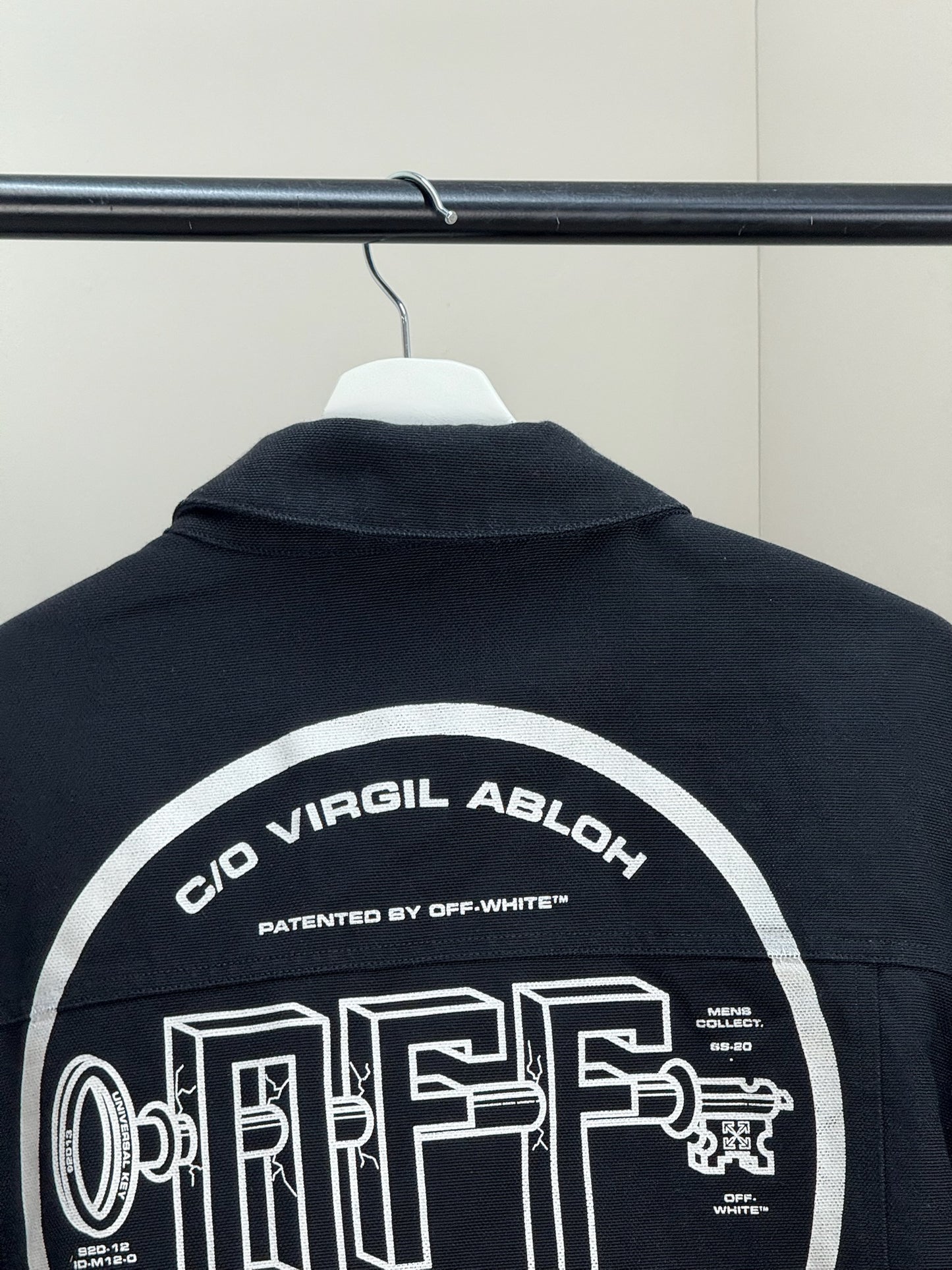 Off-White Black Denim University Key OFF- Logo Jacket - MEDIUM