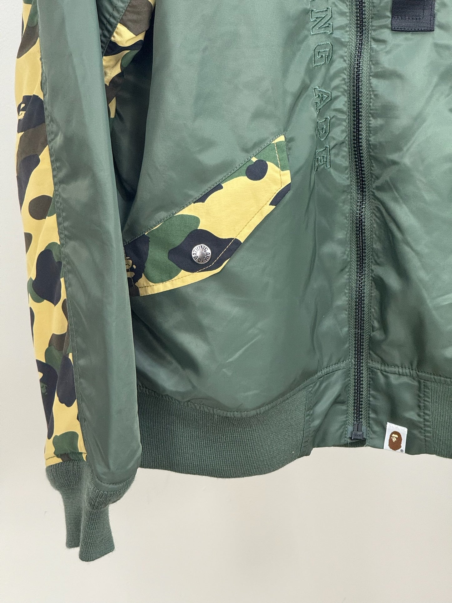 A Bathing Ape Green Camo Bomber Jacket - Large