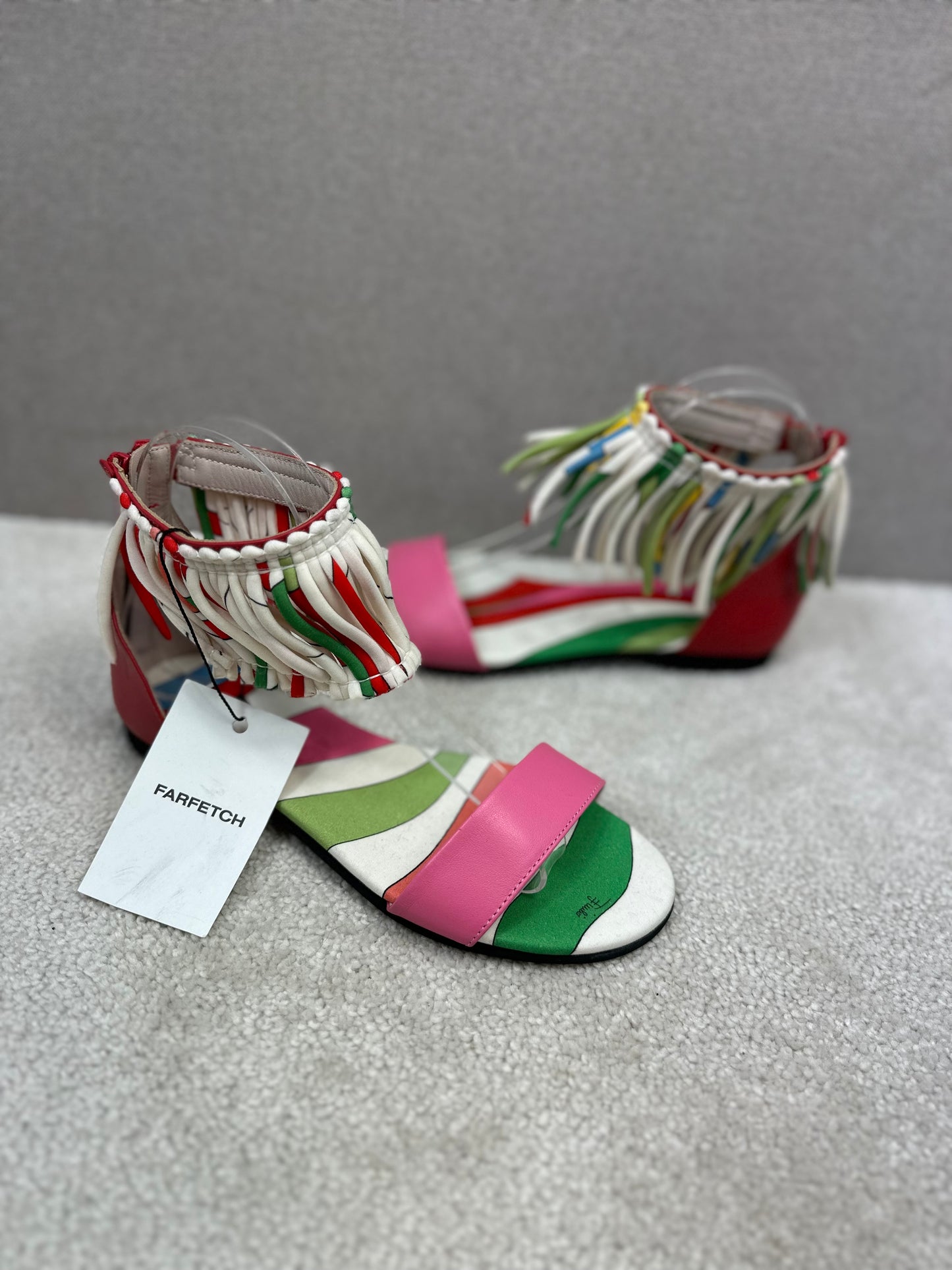 Pucci Womens Multi Print Tassle Sandals - UK 4