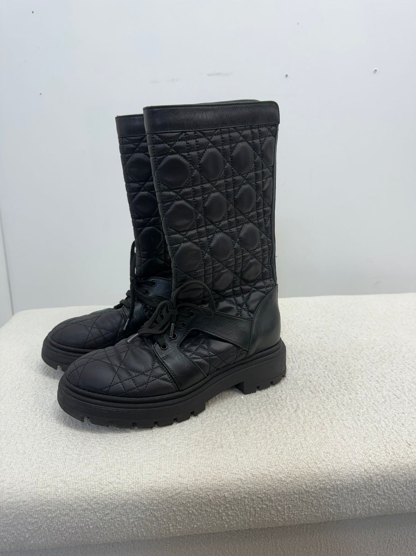 Kids Dior Black Cannage Technical Fabric Boots- Eu 33/ UK 1