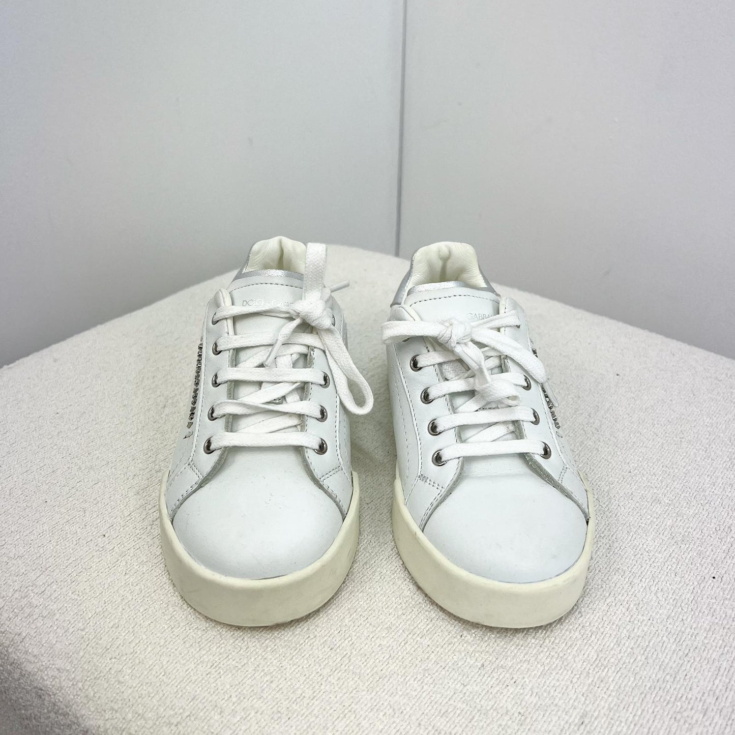 Kids Dolce & Gabbana white and silver logo trainer - EU 30