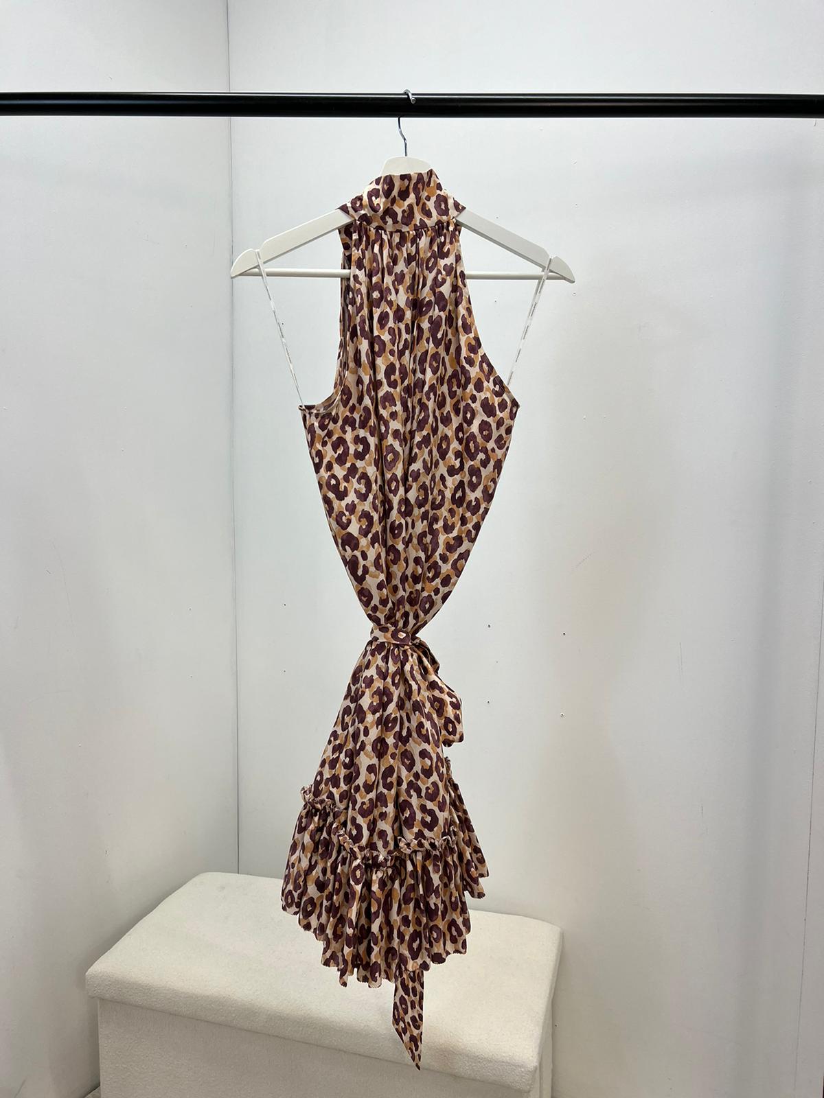 Zimmermann Nude And Burgundy Silk Swing Mini Dress (uk8/New In Tags)