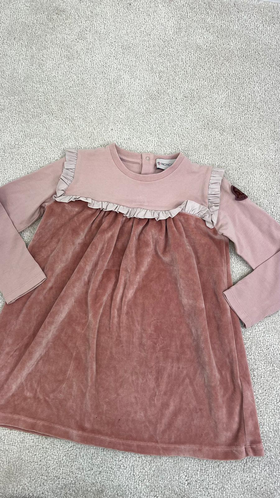 Kids Moncler Nude/Brown Suede Dress - Age 3