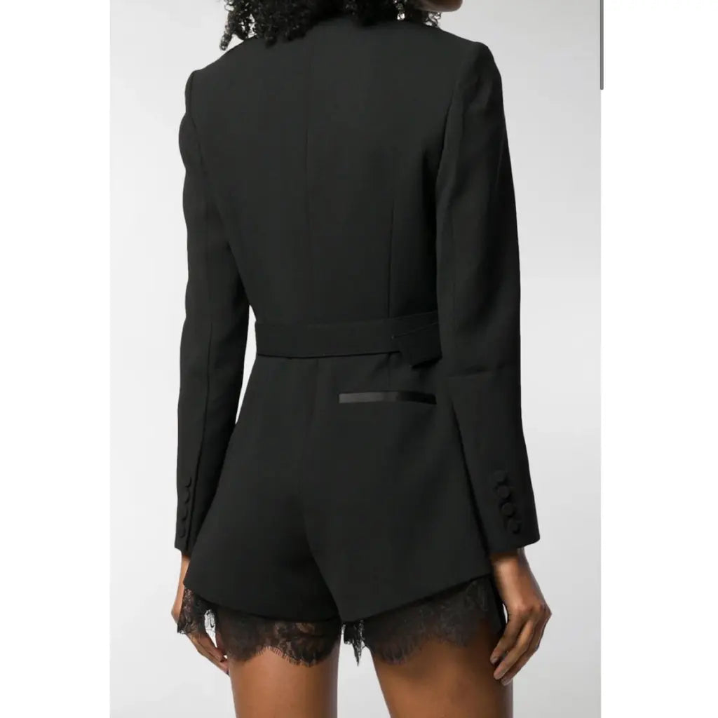 Self-Portrait Black Lace Trim Playsuit Romper-XS