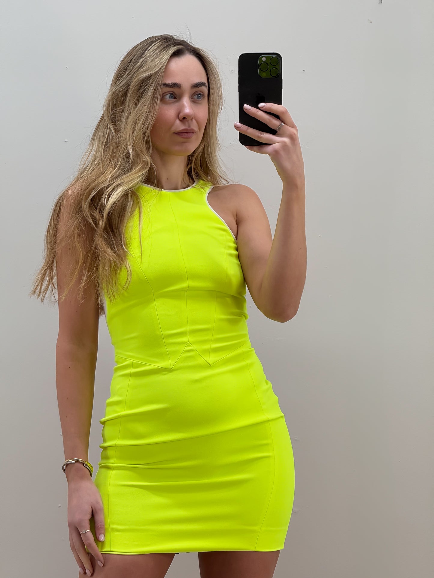 Antonio Baradi Neon Contrast Mini Dress - Small