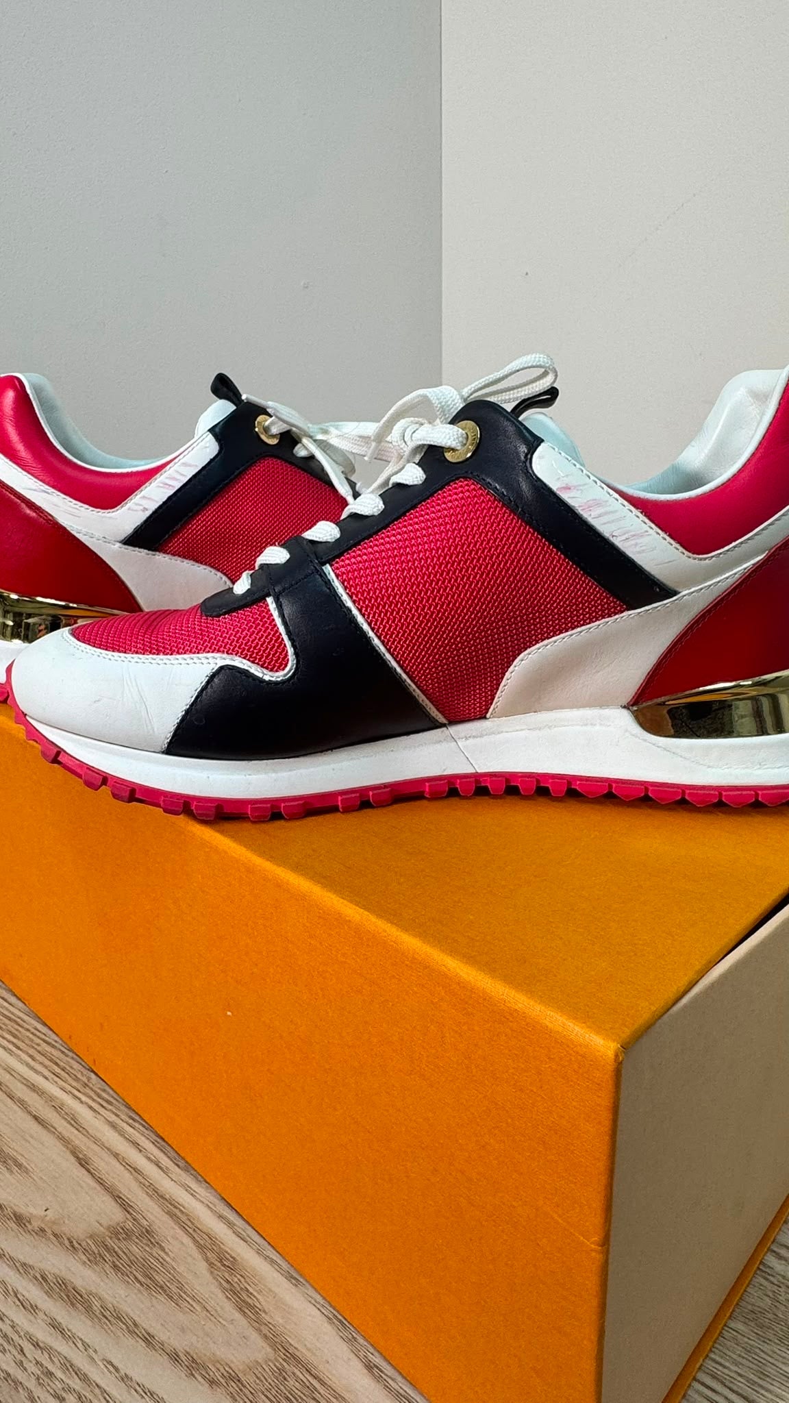 Louis Vuitton Run Away Pink White & Black Trainers - UK 3.5